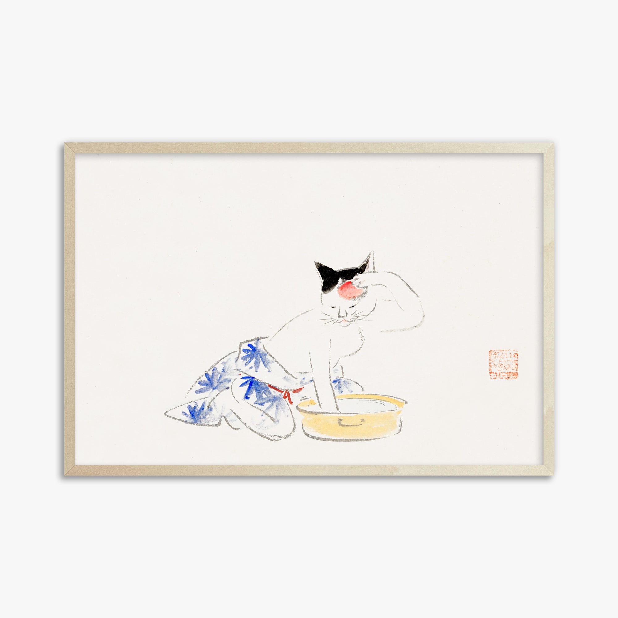 Utagawa Hiroshige: Cat (from the Album of Ichiryusai Hiroshige`s Sketches), 61x91cm Framed Art Reproduction With Lime Wood Frame