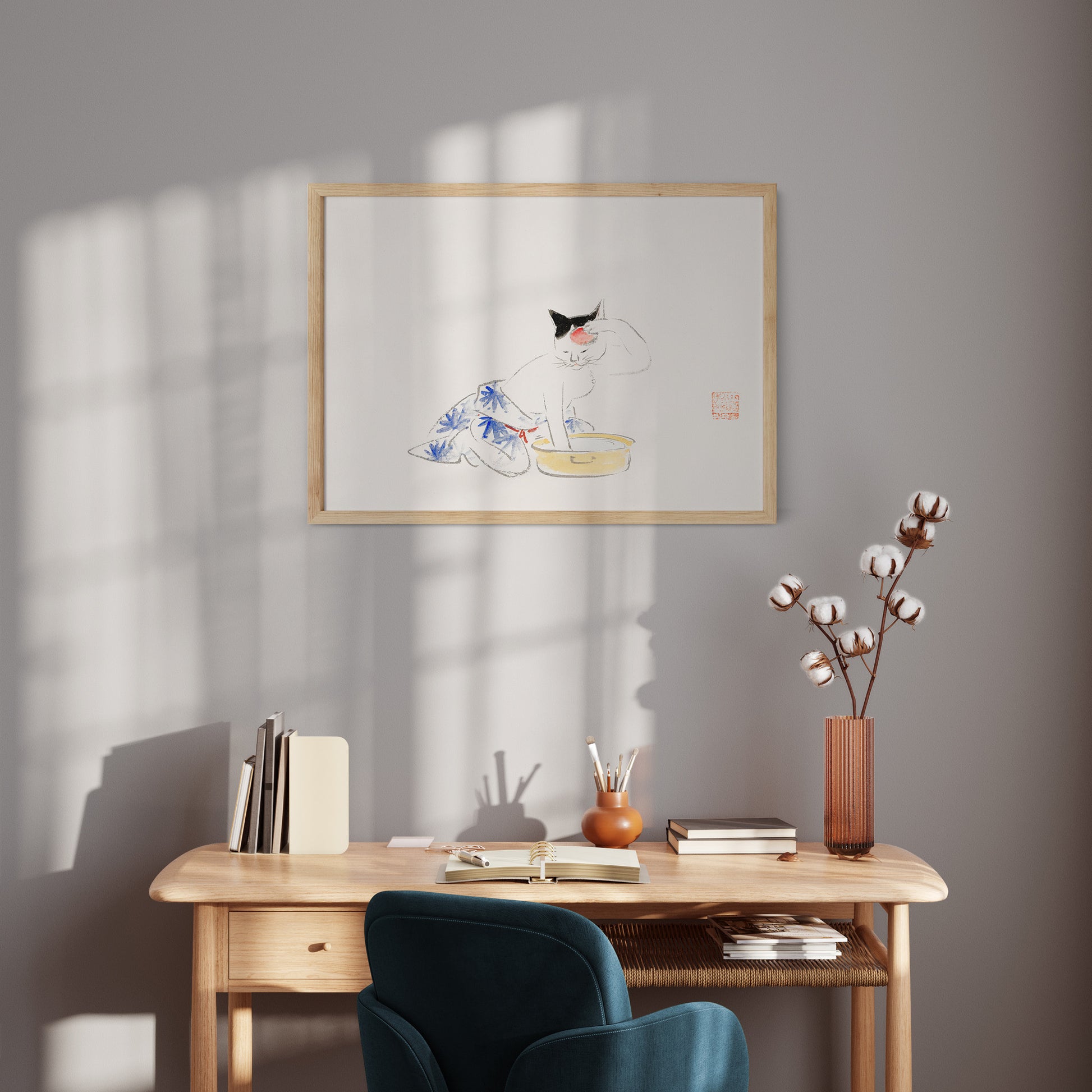 Design Concept No. 11 for Utagawa Hiroshige: Cat (from the Album of Ichiryusai Hiroshige`s Sketches) Japanese Wall Art