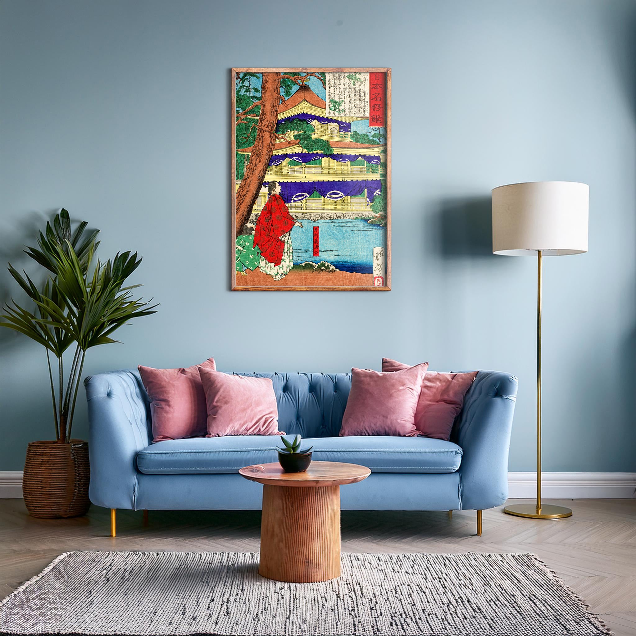 Design Concept No. 28 for Tsukioka Yoshitoshi: Ashikaga Yoshimitsu admiring the Golden Pavilion Japanese Wall Art