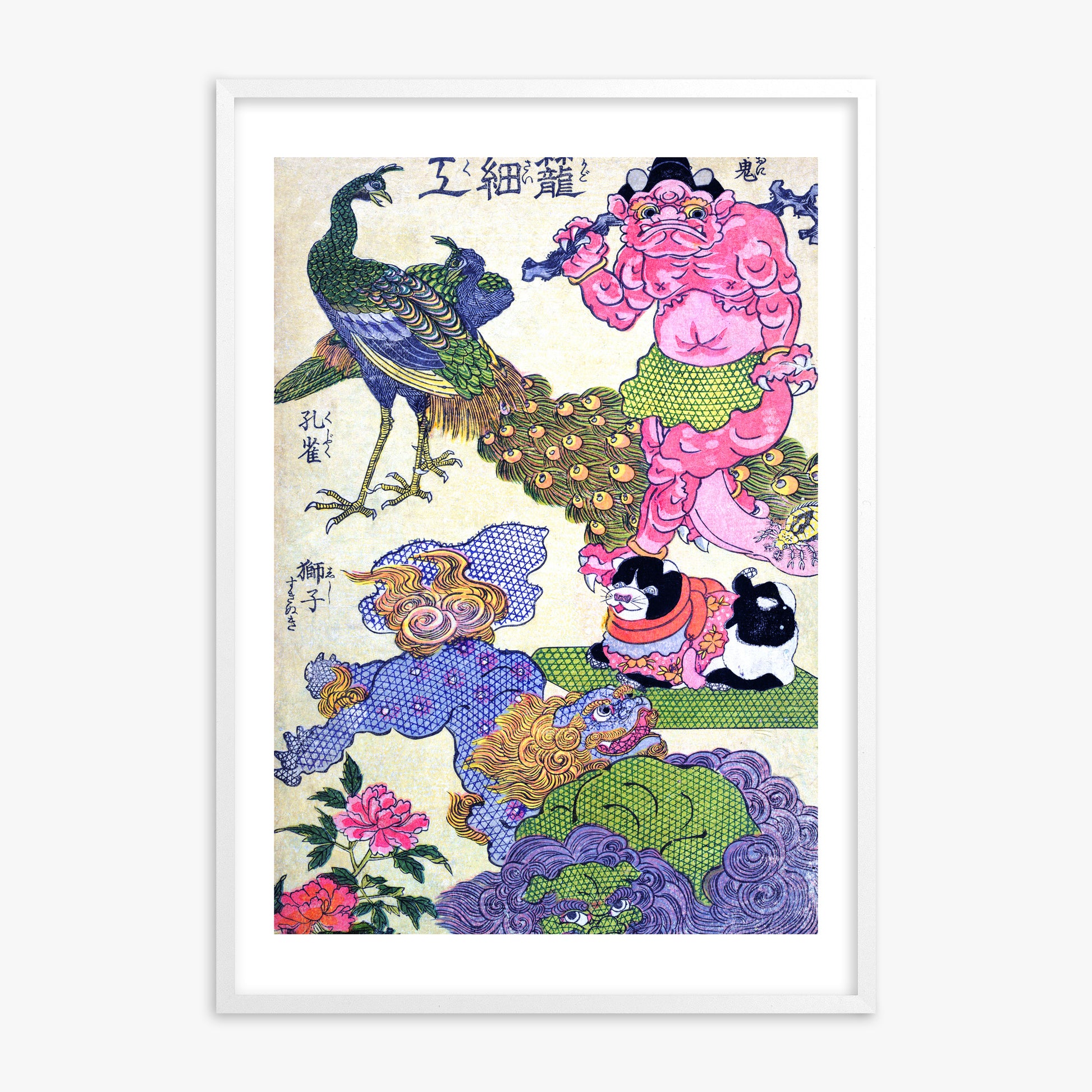 Utagawa Kunisada: Kagozaiku Naniwa saikunin Ichida Shōshichirō, 70x100cm Framed Art Reproduction With White Frame