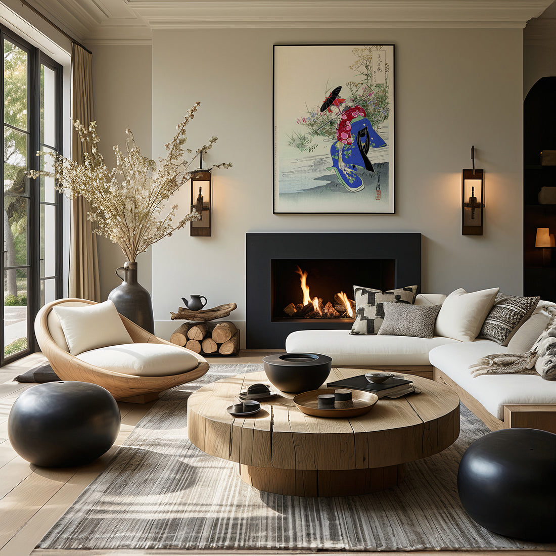 Ogata Gekko: The Fox Spirit, 50x70cm Framed Art Reproduction With Black Frame