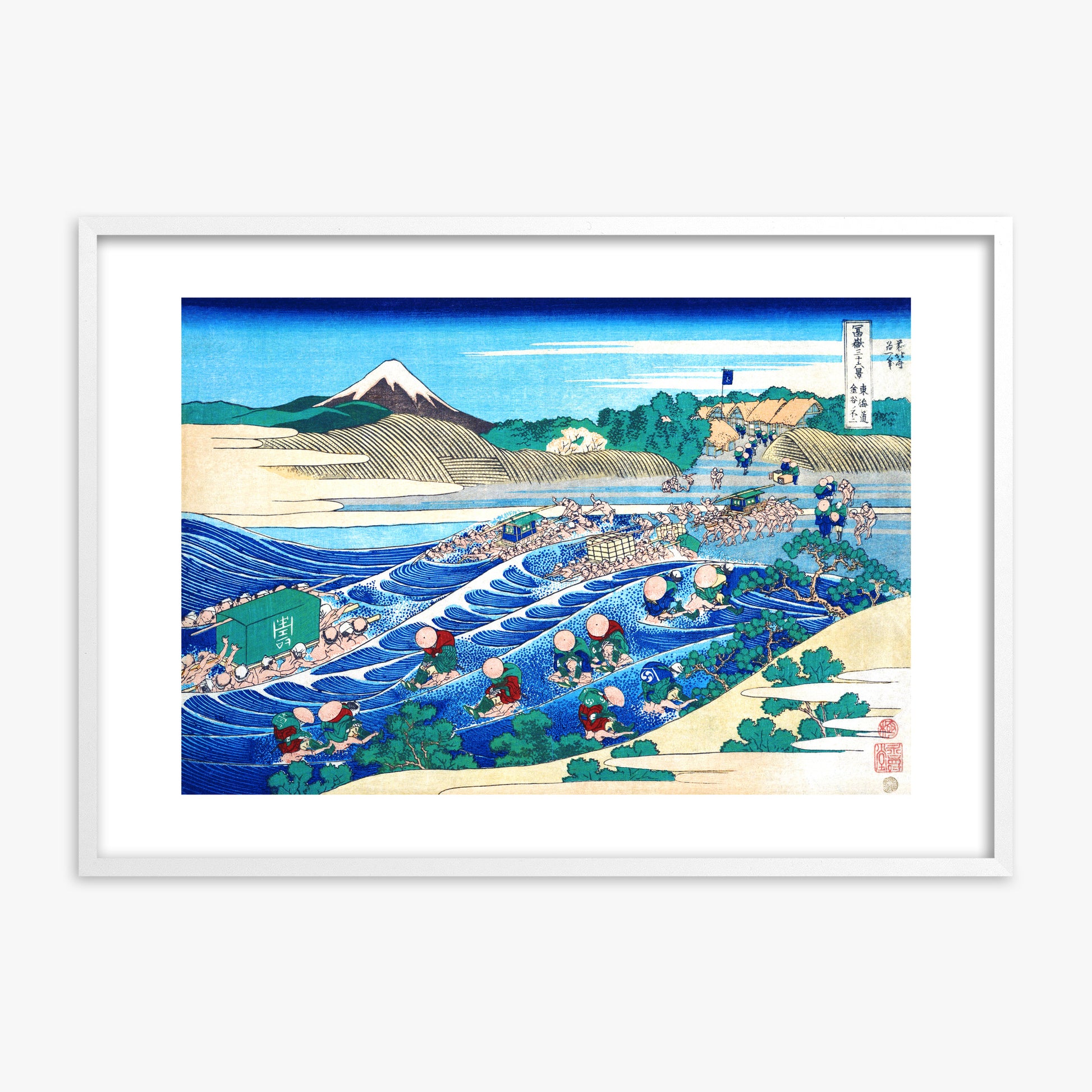 Katsushika Hokusai: Fuji Seen from Kanaya on the Tōkaidō, White Framed Art Reproduction With White Frame