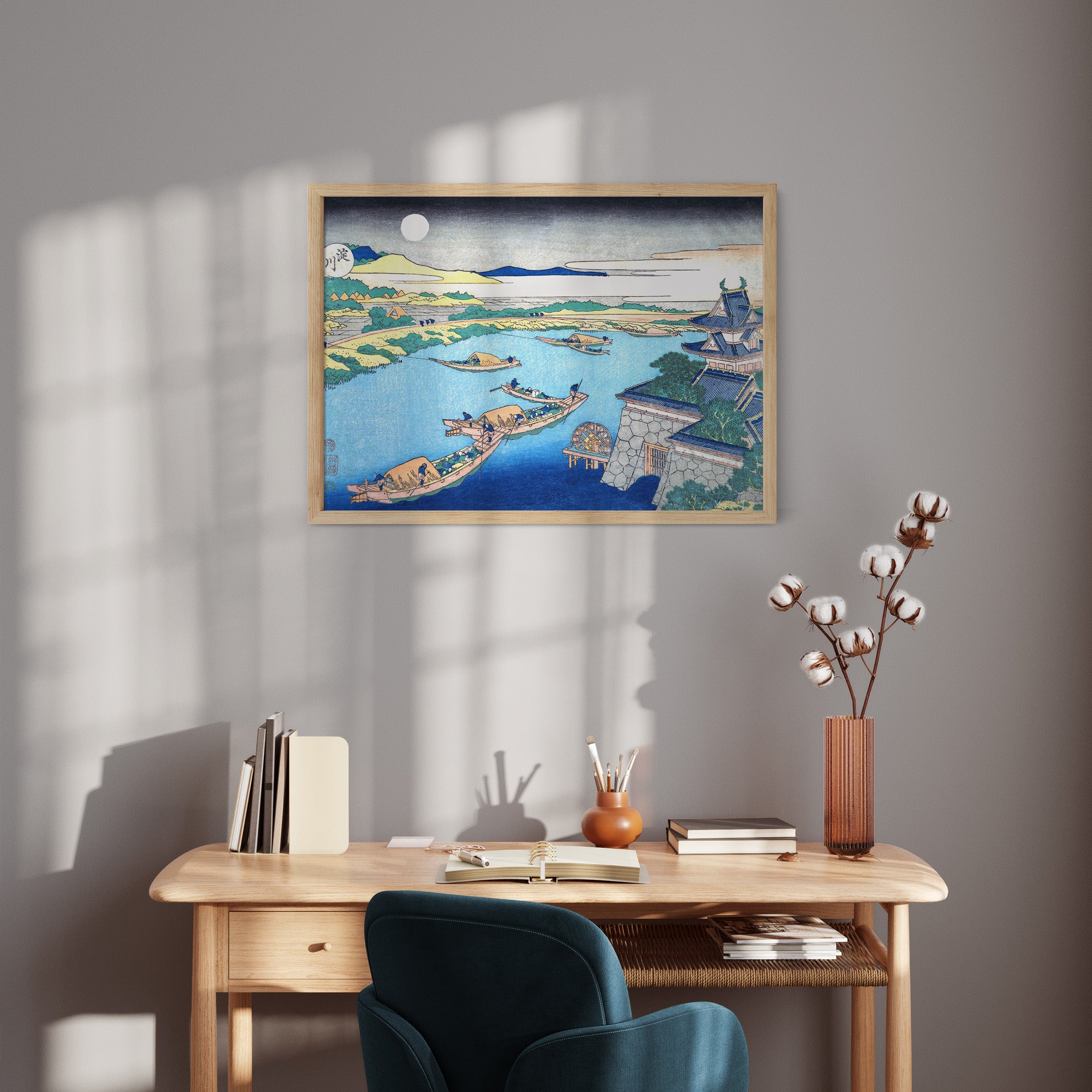 Design Concept No. 11 for Katsushika Hokusai: Moonlight on the Yodo River Japanese Wall Art