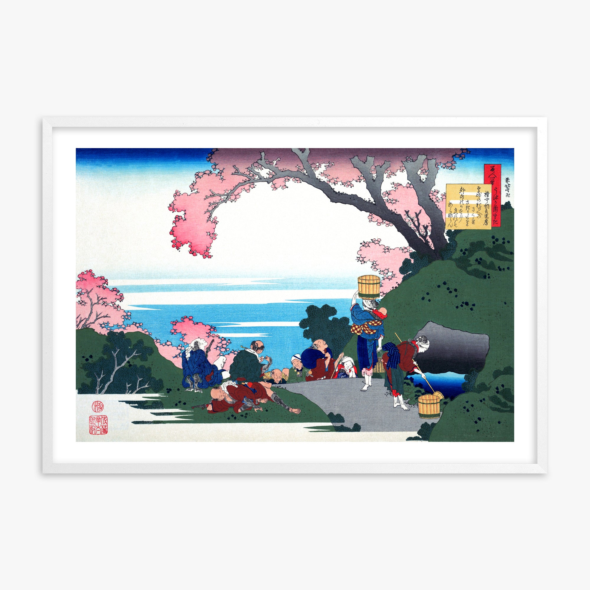 Katsushika Hokusai: Poem by Gon-chûnagon Masafusa, 100x70cm Whitek Framed Art Reproduction