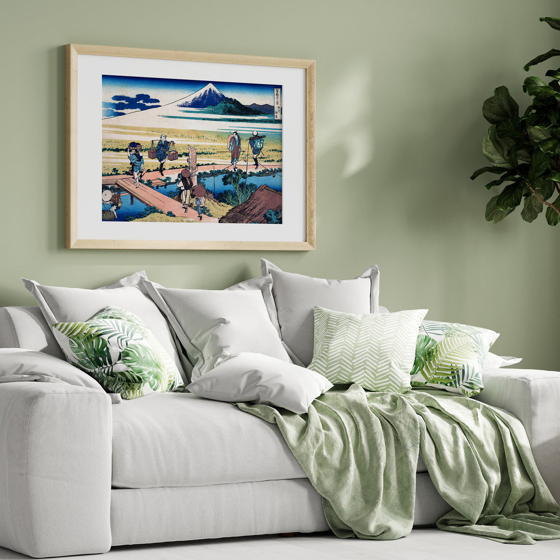 Katsushika Hokusai: Nakahara in Sagami Province, 50x70cm Framed Art Reproduction With Black Frame