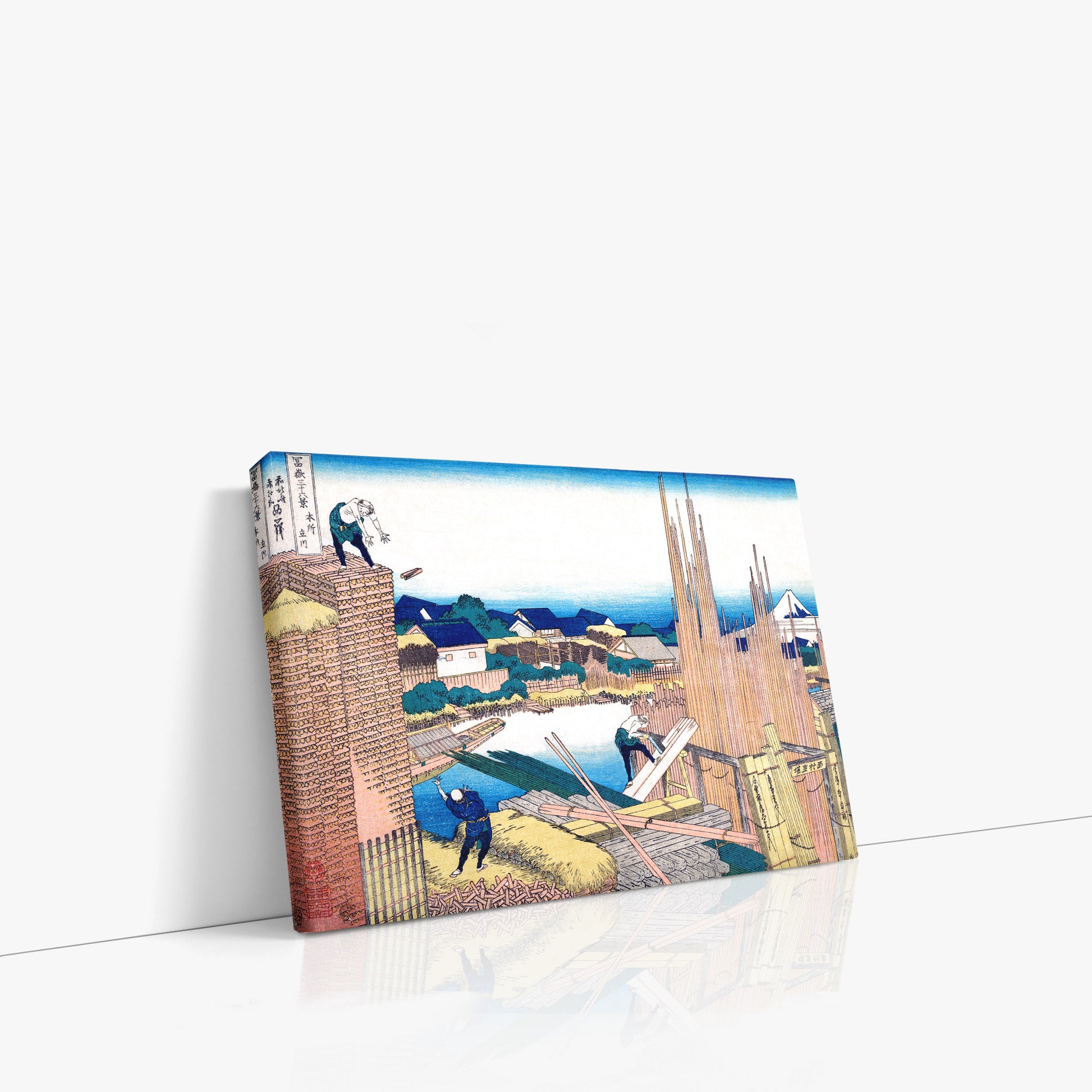 Katsushika Hokusai: Tatekawa in Honjō, 30x21cm Satin Canvas Art Reproduction Left Angle
