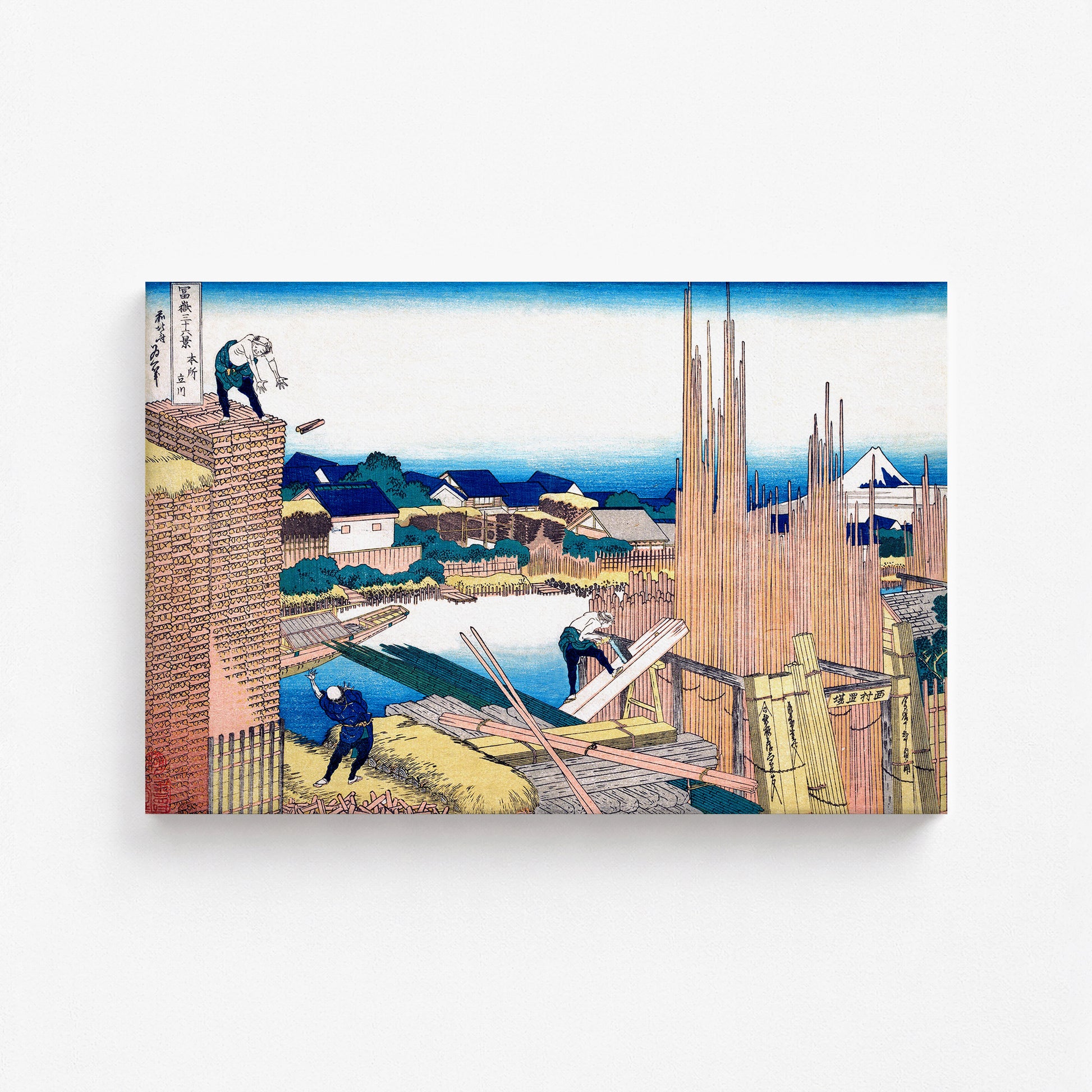 Katsushika Hokusai: Tatekawa in Honjō, 61x91cm Satin Canvas Art Reproduction