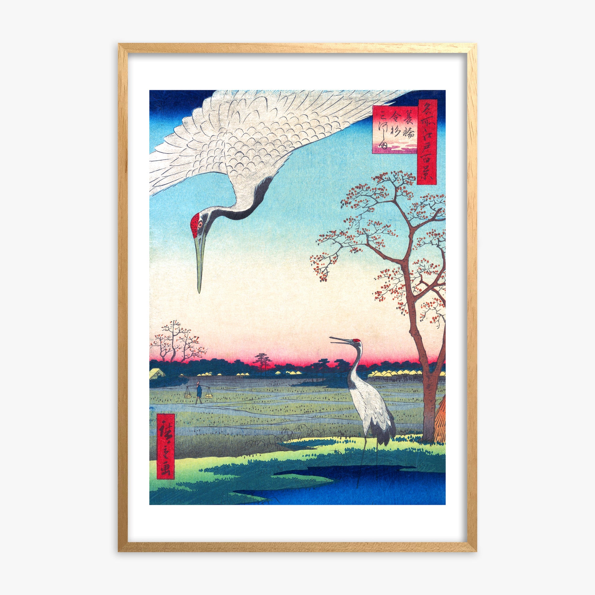 Utagawa Hiroshige: Minowa, Kanasugi at Mikawashima, 70x100cm Oak Framed Art Reproduction
