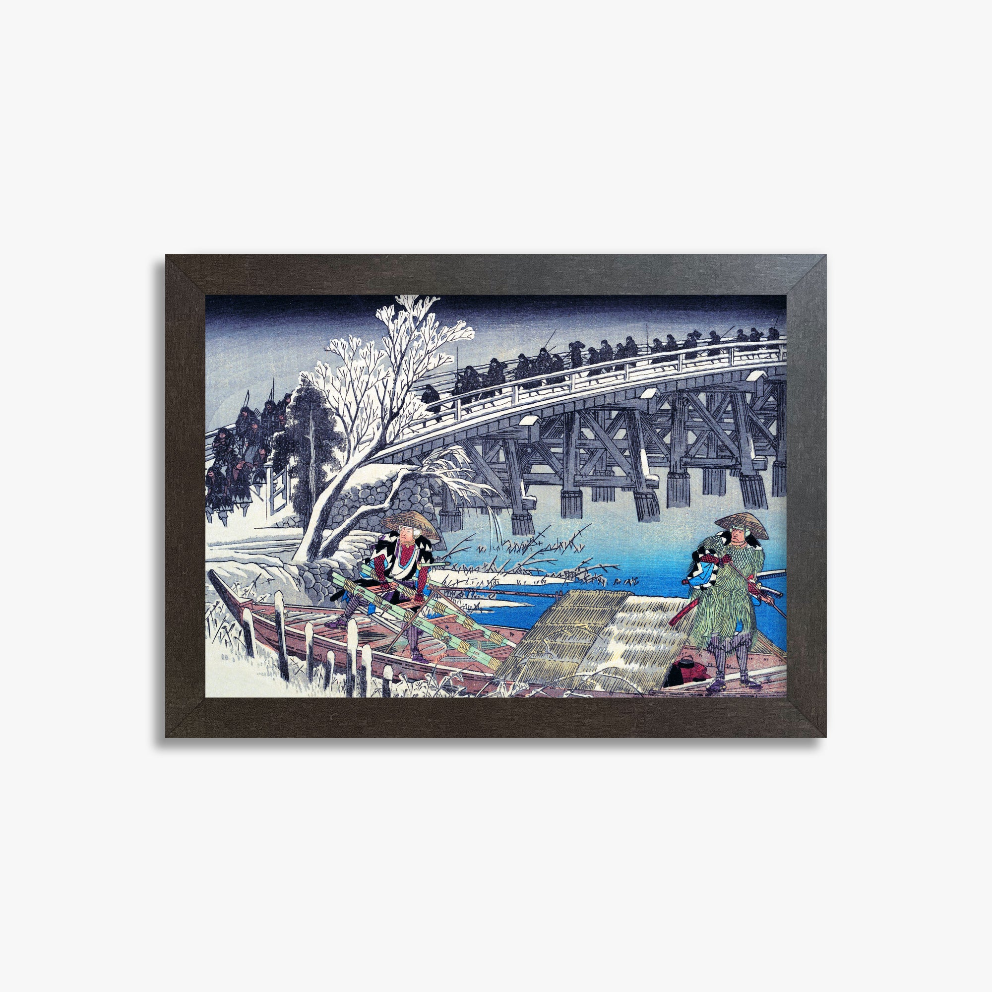 Utagawa Hiroshige: Scene I in Act XI of Chushingura, 21x30cm Framed Art Reproduction With Espresso Frame