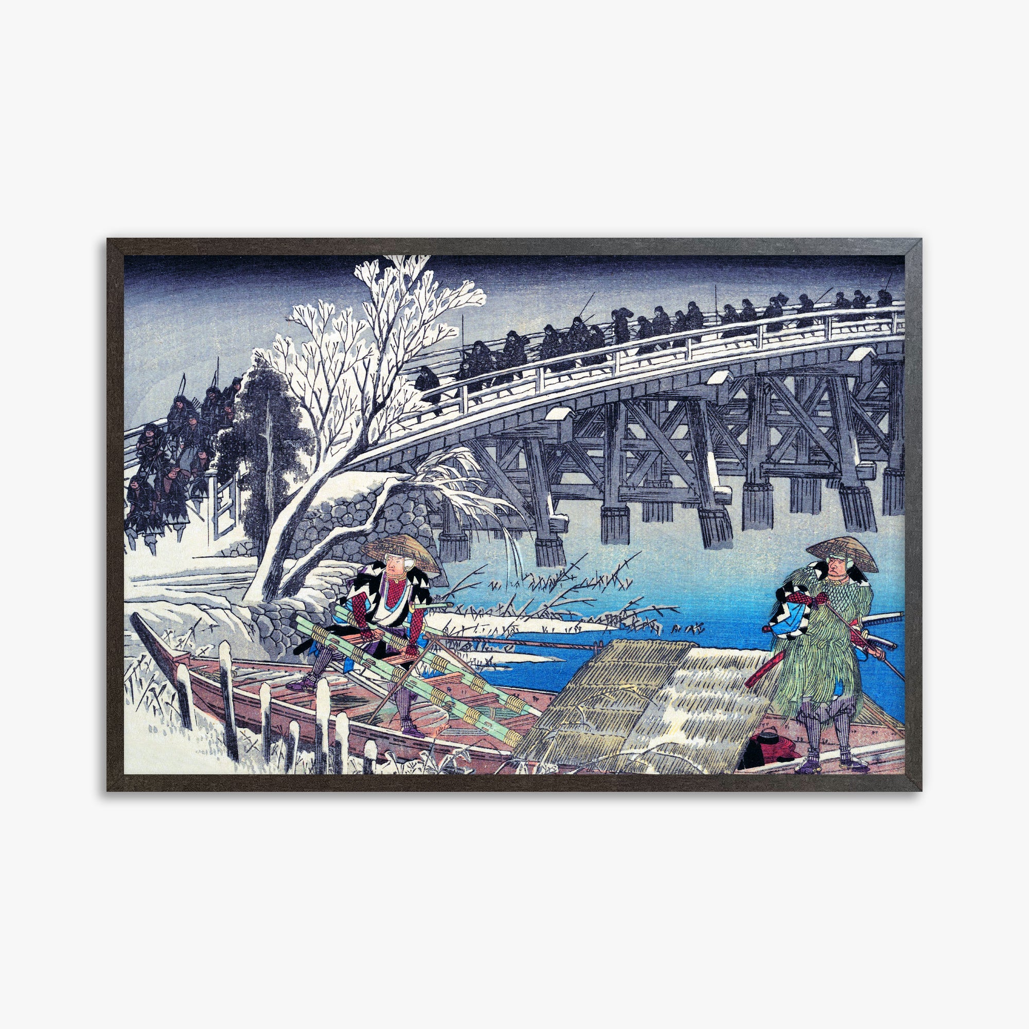 Utagawa Hiroshige: Scene I in Act XI of Chushingura, 61x91cm Framed Art Reproduction With Espresso Frame