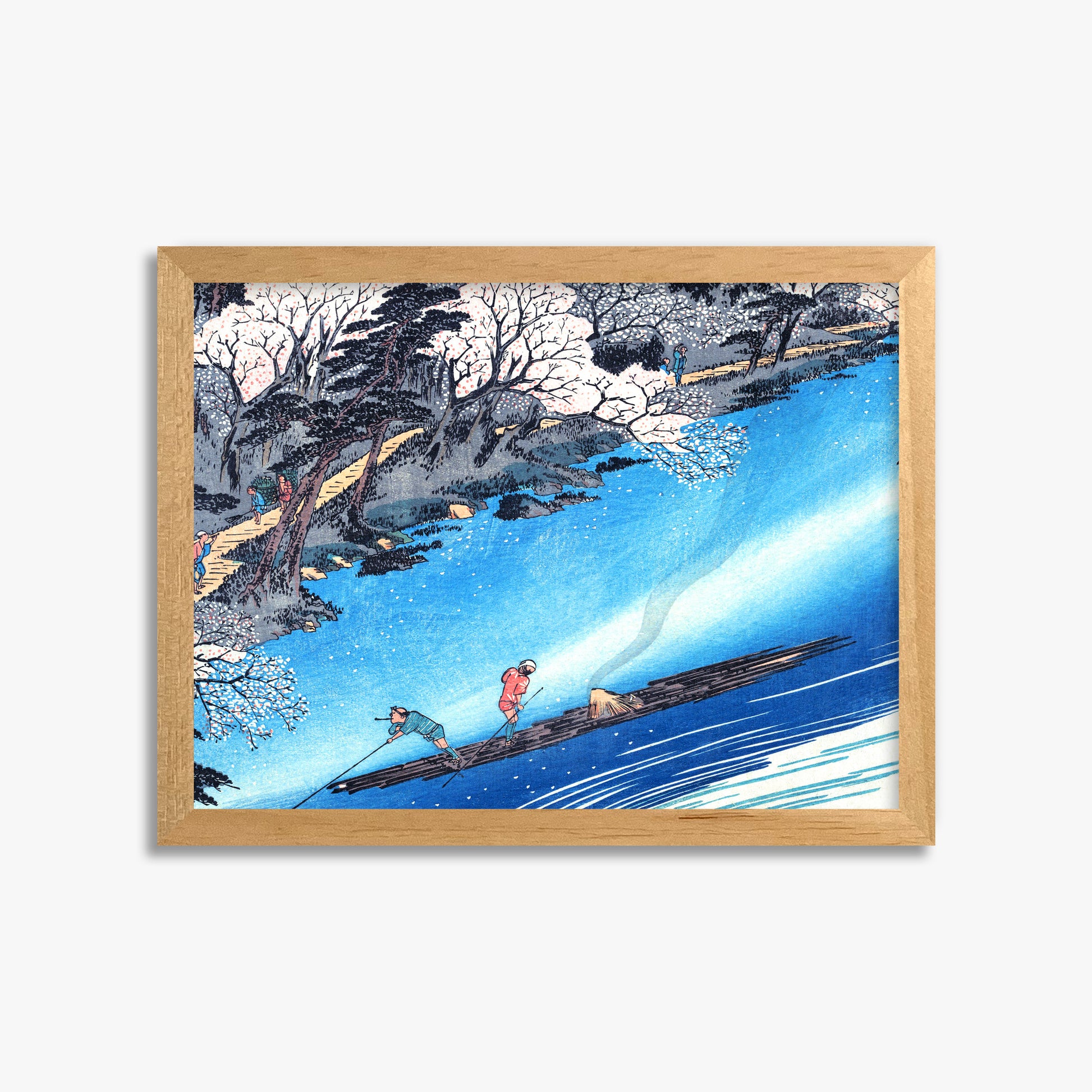 Utagawa Hiroshige: Arashiyama Manka, 30x40cm Framed Art Reproduction With Oak Frame