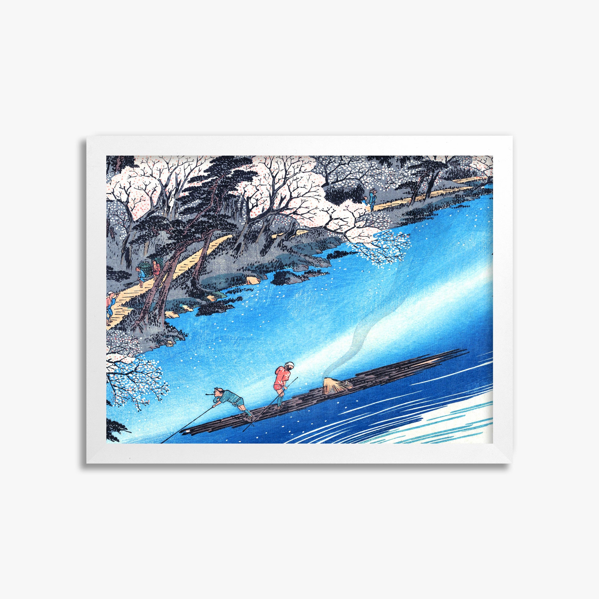 Utagawa Hiroshige: Arashiyama Manka, 30x40cm Framed Art Reproduction With White Frame