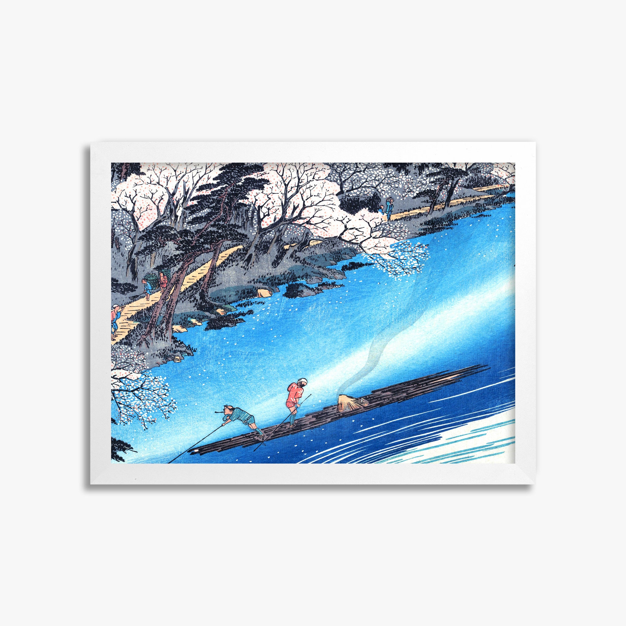 Utagawa Hiroshige: Arashiyama Manka, 30x40cm Framed Art Reproduction With White Frame