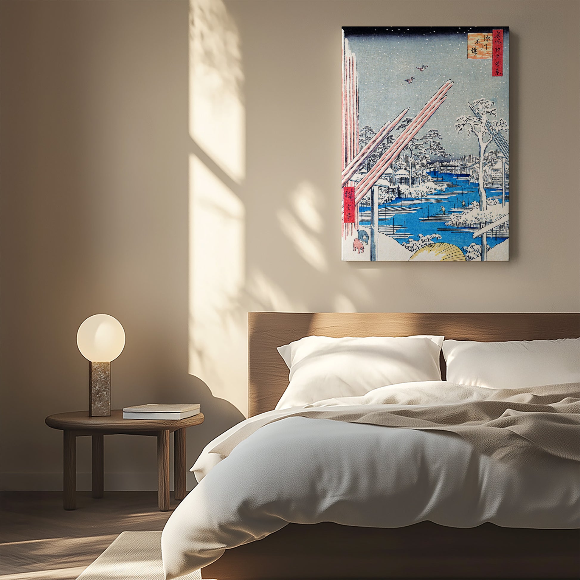 Design Concept No. 55 for Utagawa Hiroshige: The Lumber Yard at Fukagawa Japanese Wall Art