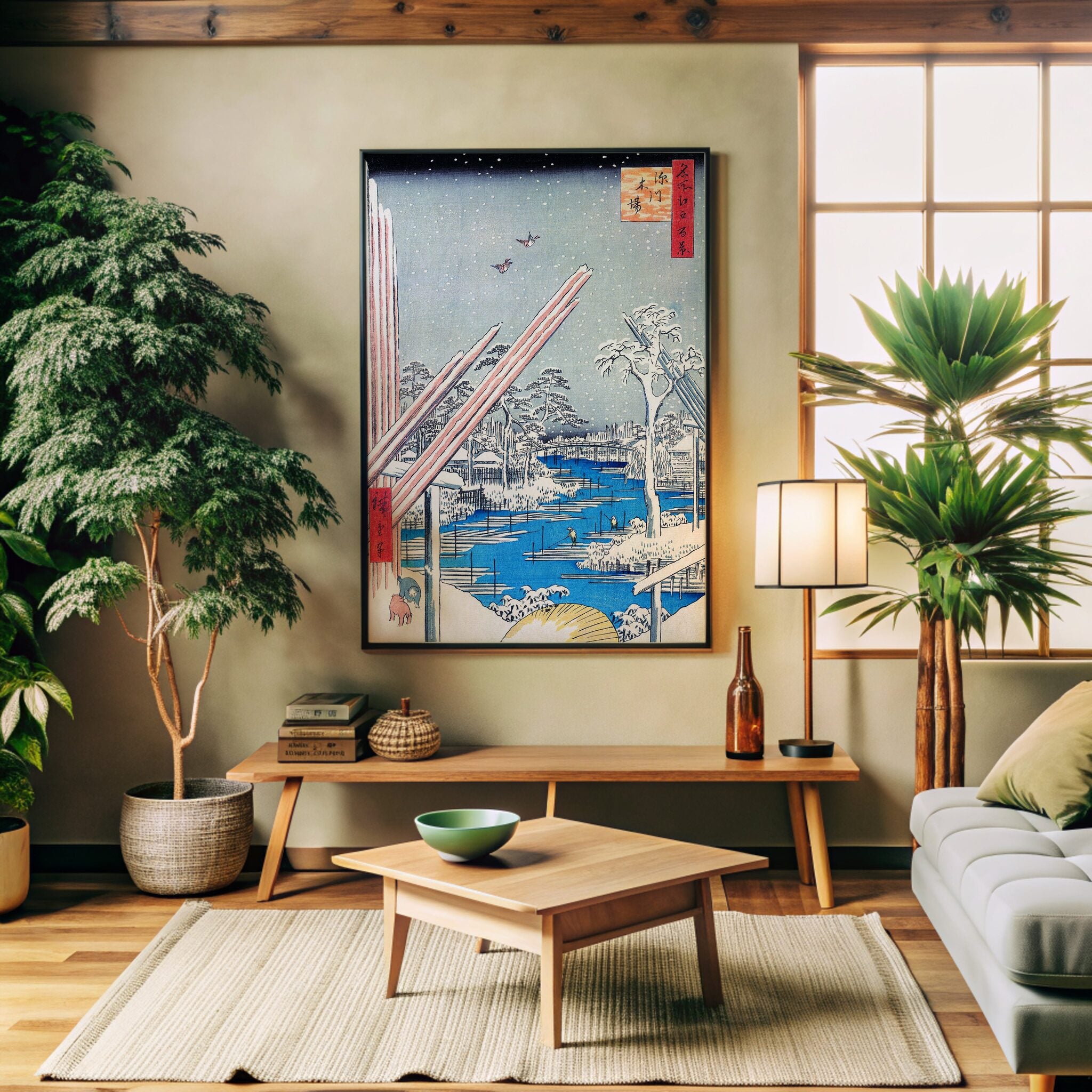 Design Concept No. 32 for Utagawa Hiroshige: The Lumber Yard at Fukagawa Japanese Wall Art