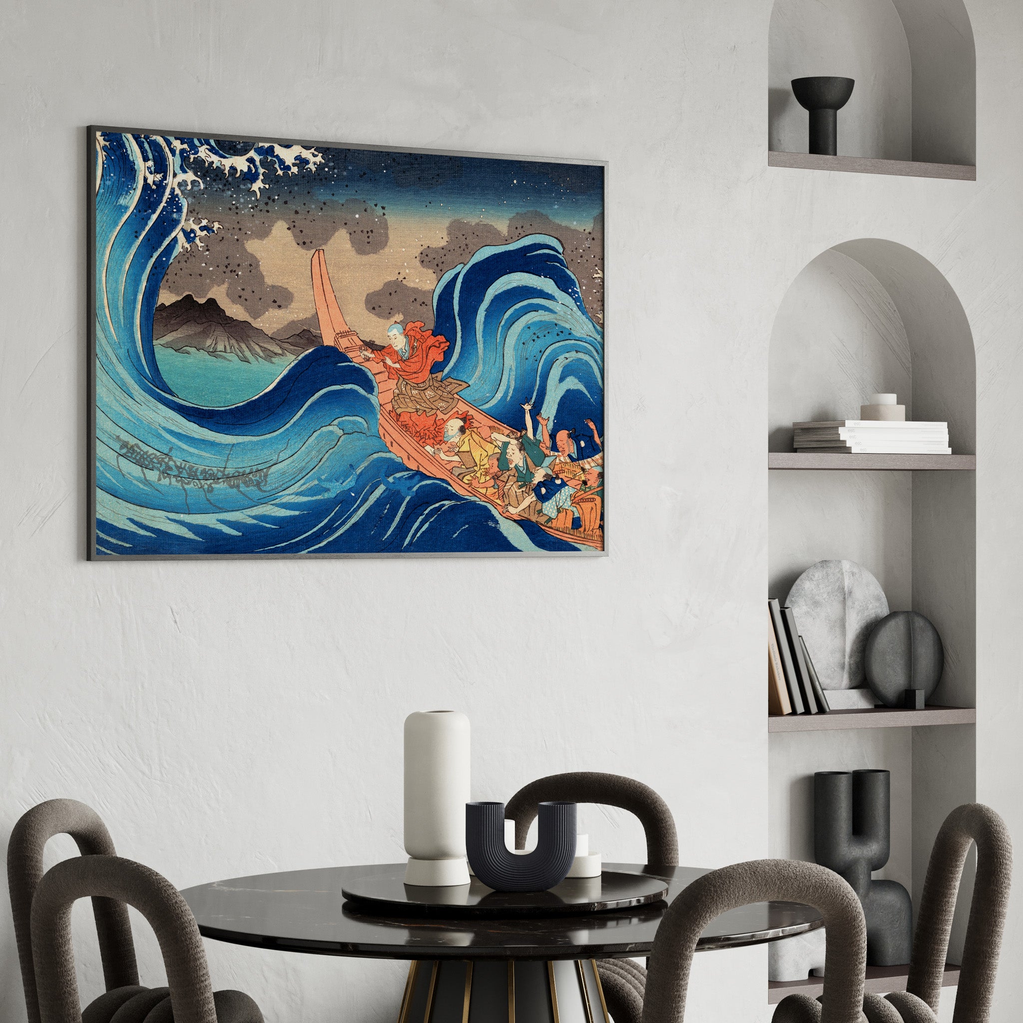 Design Concept No. 26 for Utagawa Kuniyoshi: Calming the Stormy Sea at Tsunoda in Exile to Sado Island Japanese Wall Art