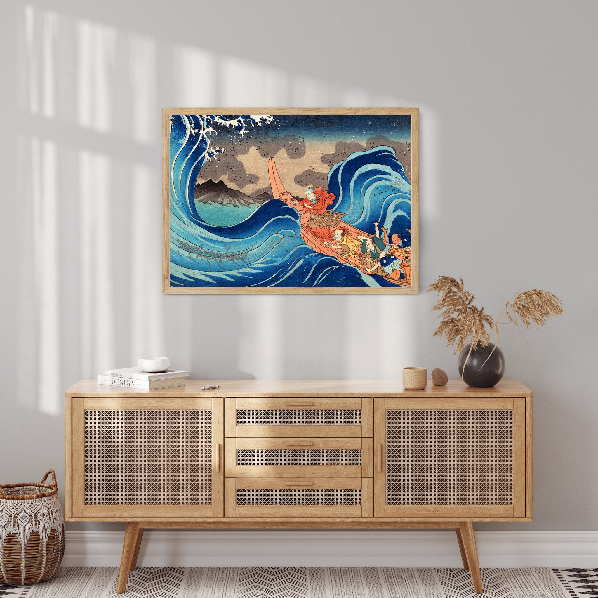 Kuniyoshi Nichiren Calming the Sea — Woodblock Print – Japandi.Art