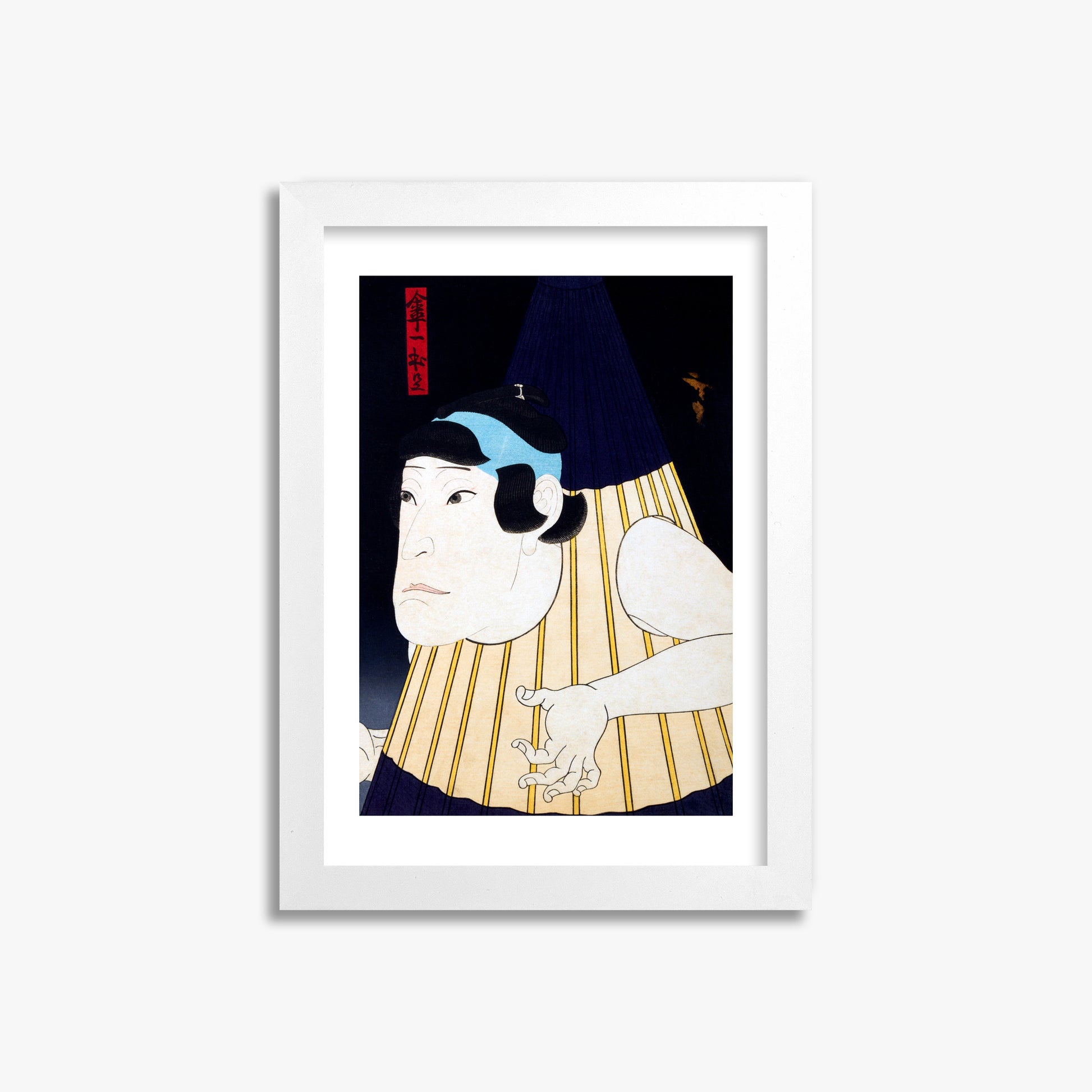 Gosōtei Hirosada: One-Legged Umbrella Monster, 21x30cm Framed Art Reproduction With White Frame
