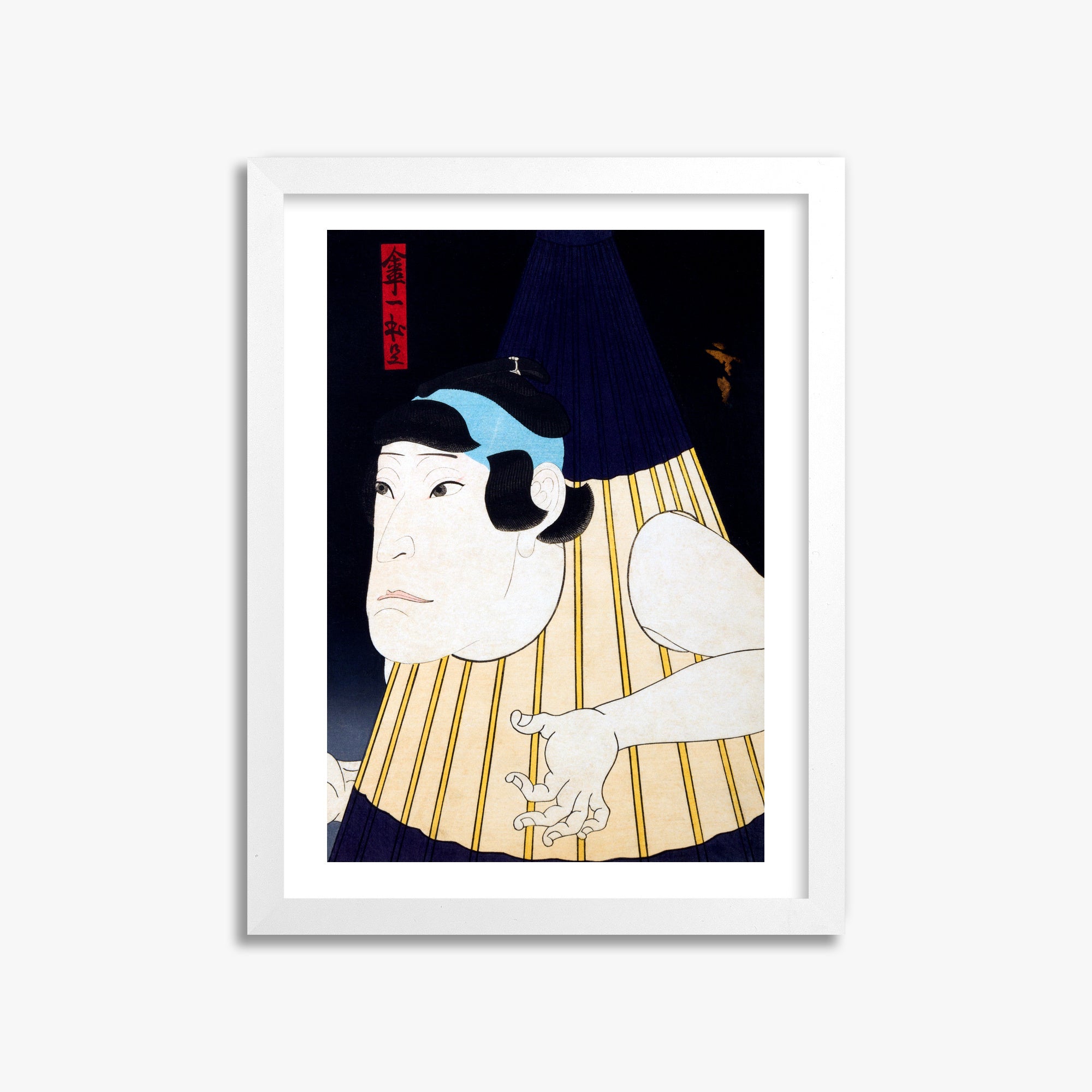 Gosōtei Hirosada: One-Legged Umbrella Monster, 30x40cm Framed Art Reproduction With White Frame