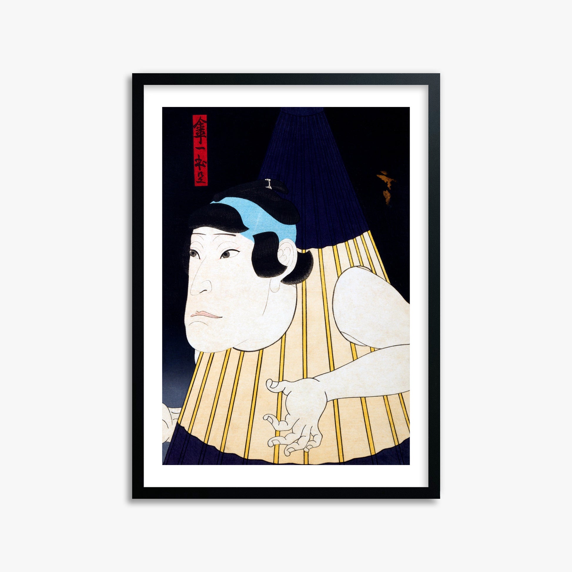 Gosōtei Hirosada: One-Legged Umbrella Monster, 50x70cm Framed Art Reproduction With Black Frame