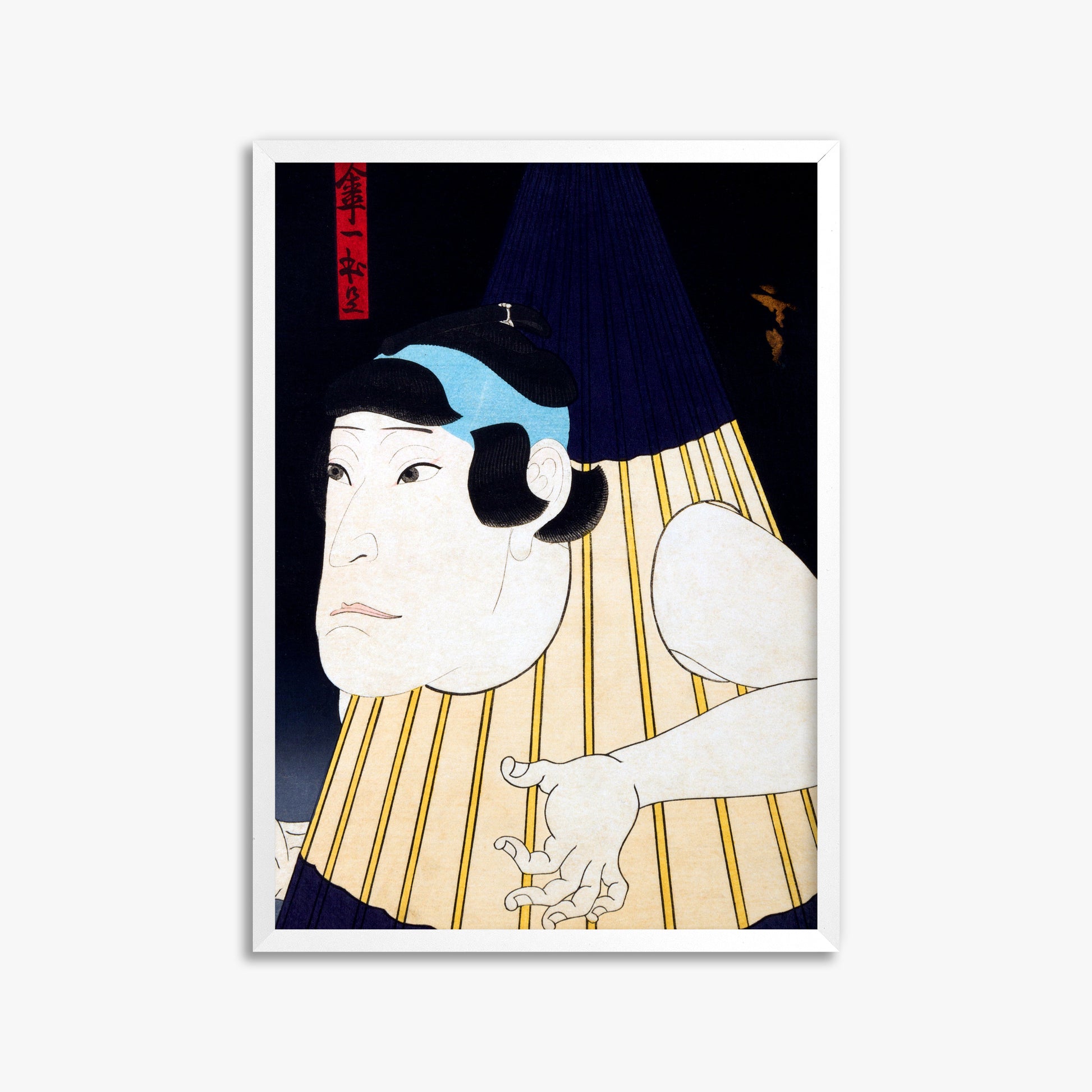 Gosōtei Hirosada: One-Legged Umbrella Monster, 50x70cm Framed Art Reproduction With White Frame