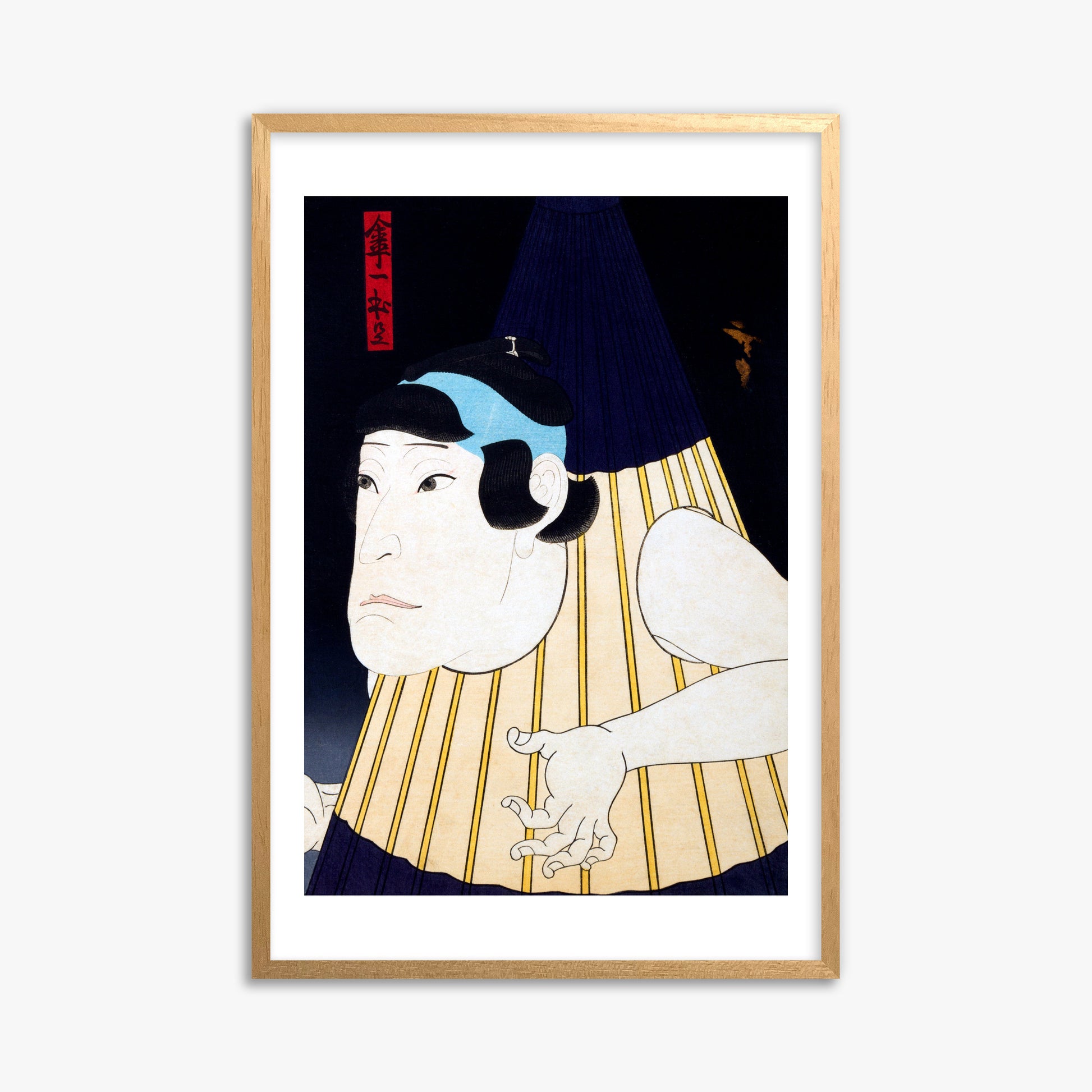 Gosōtei Hirosada: One-Legged Umbrella Monster, 61x91cm Framed Art Reproduction With Oak Frame