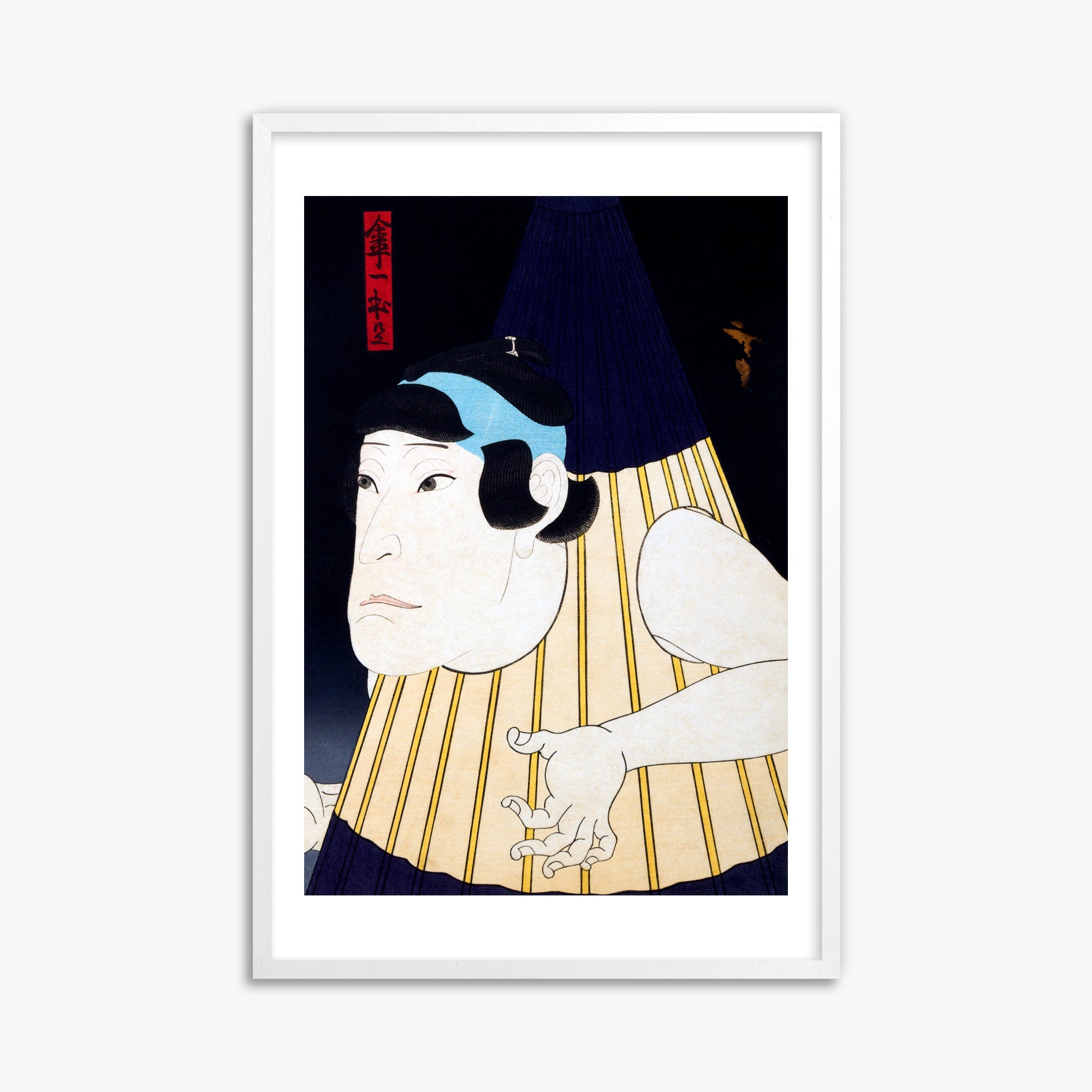 Gosōtei Hirosada: One-Legged Umbrella Monster, 61x91cm Framed Art Reproduction With White Frame