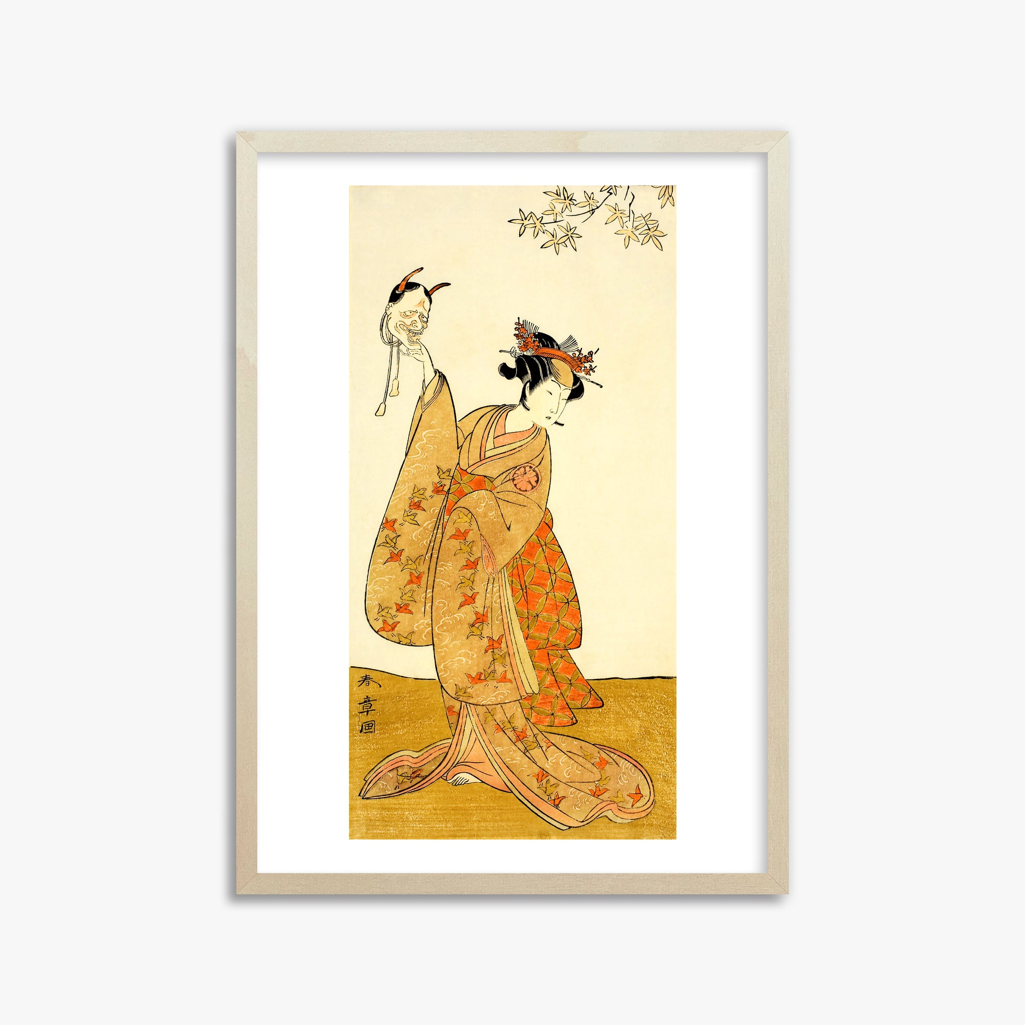 Katsukawa Shunsho: Segawa Yūjirō I as Matsukaze, Sister of Togashi no Saemon, 50x70cm Framed Art Reproduction With Lime Wood Frame