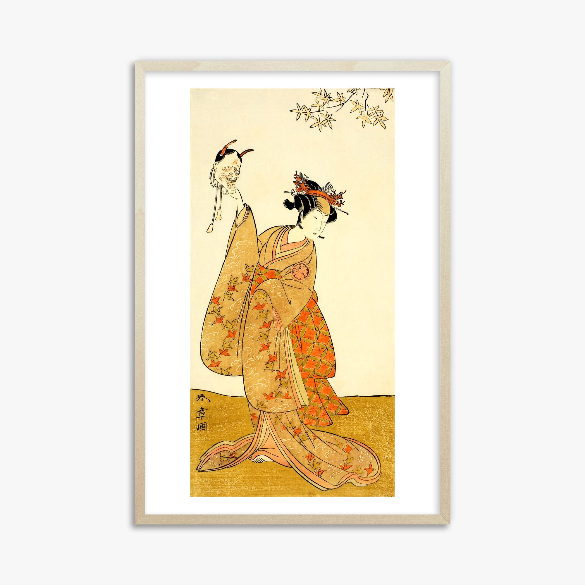 Katsukawa Shunsho: Segawa Yūjirō I as Matsukaze, Sister of Togashi no Saemon, 61x91cm Framed Art Reproduction With Lime Wood Frame
