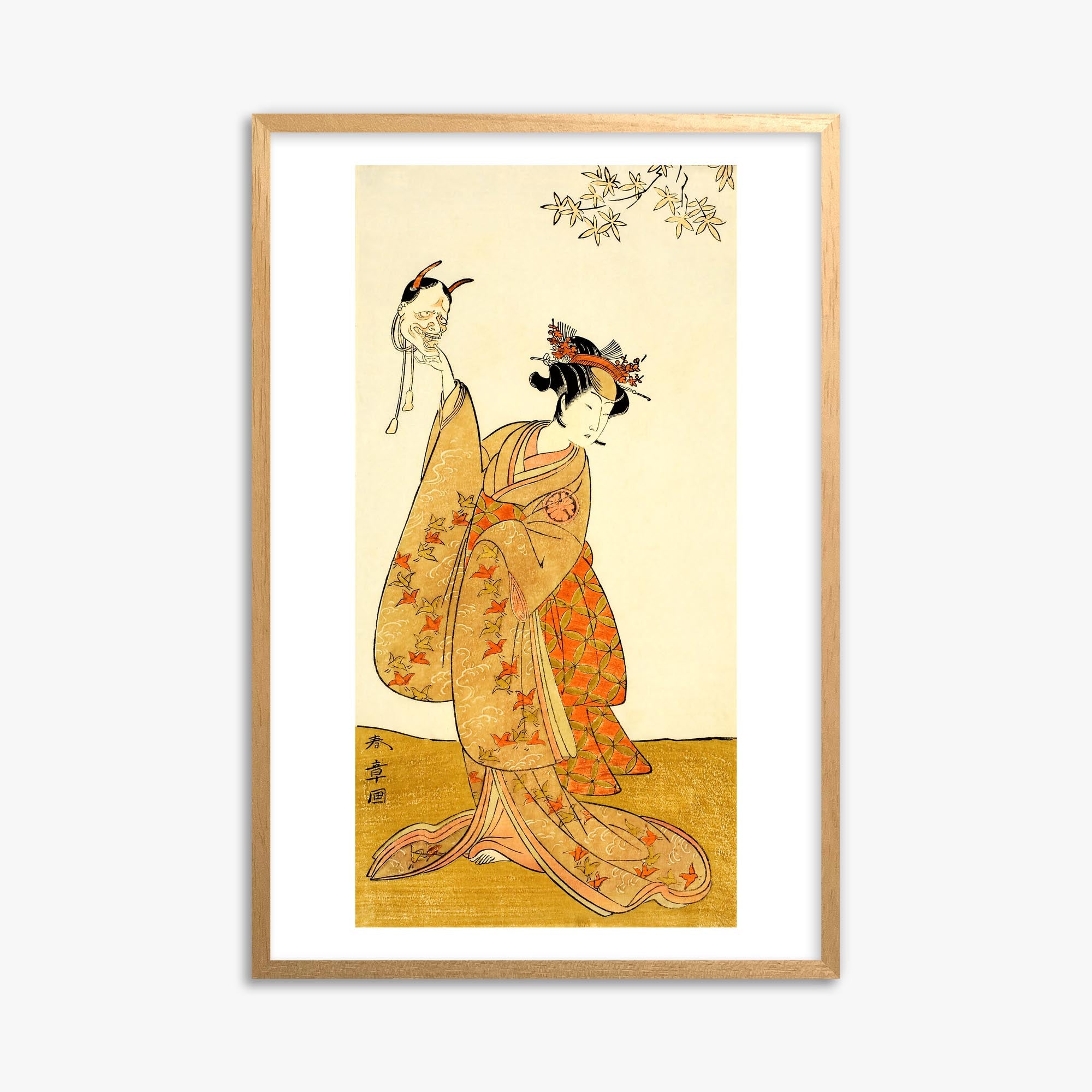 Katsukawa Shunsho: Segawa Yūjirō I as Matsukaze, Sister of Togashi no Saemon 61x91 cm Art Reproduction With Oak Frame