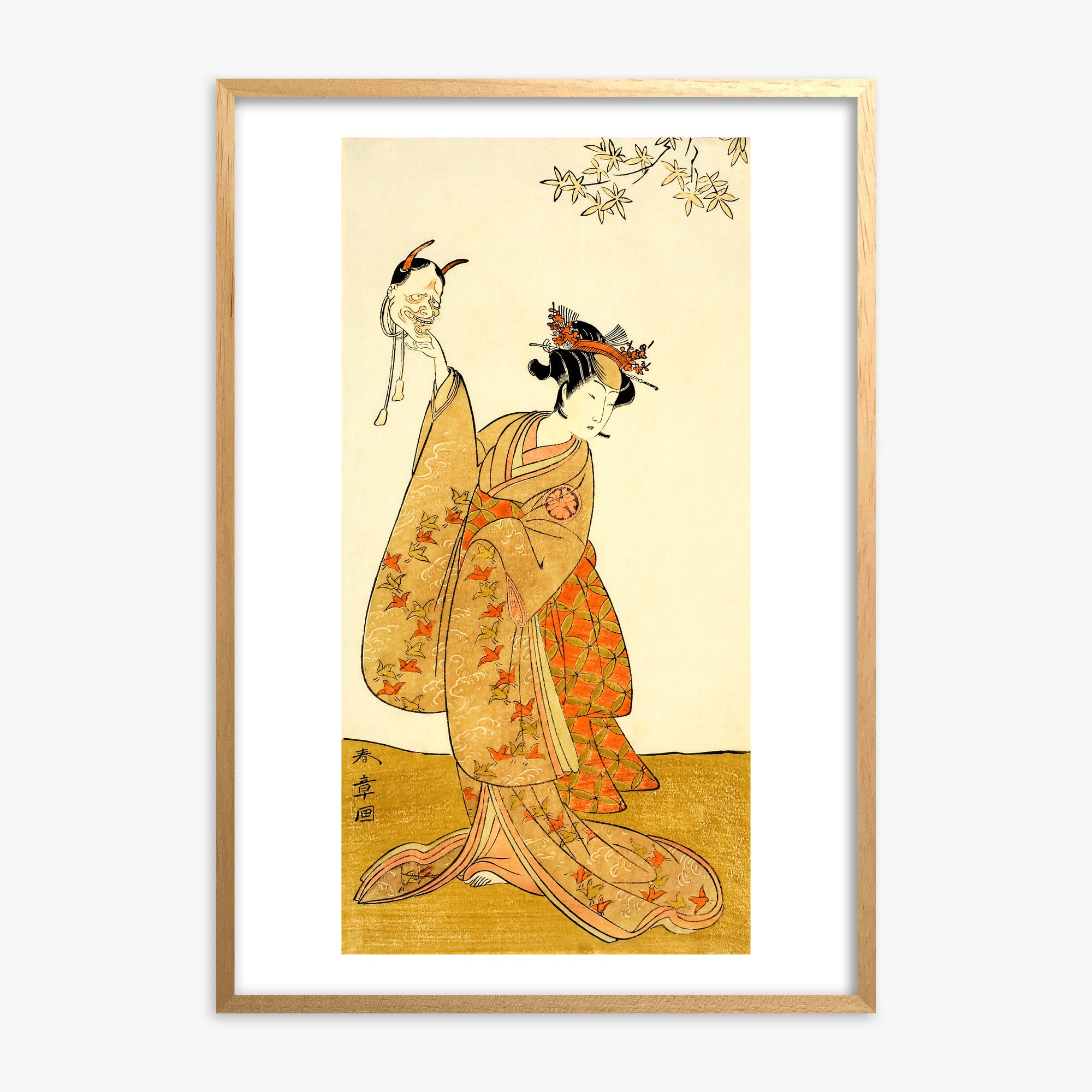 Katsukawa Shunsho: Segawa Yūjirō I as Matsukaze, Sister of Togashi no Saemon 50x70 cm Art Reproduction With Oak Frame