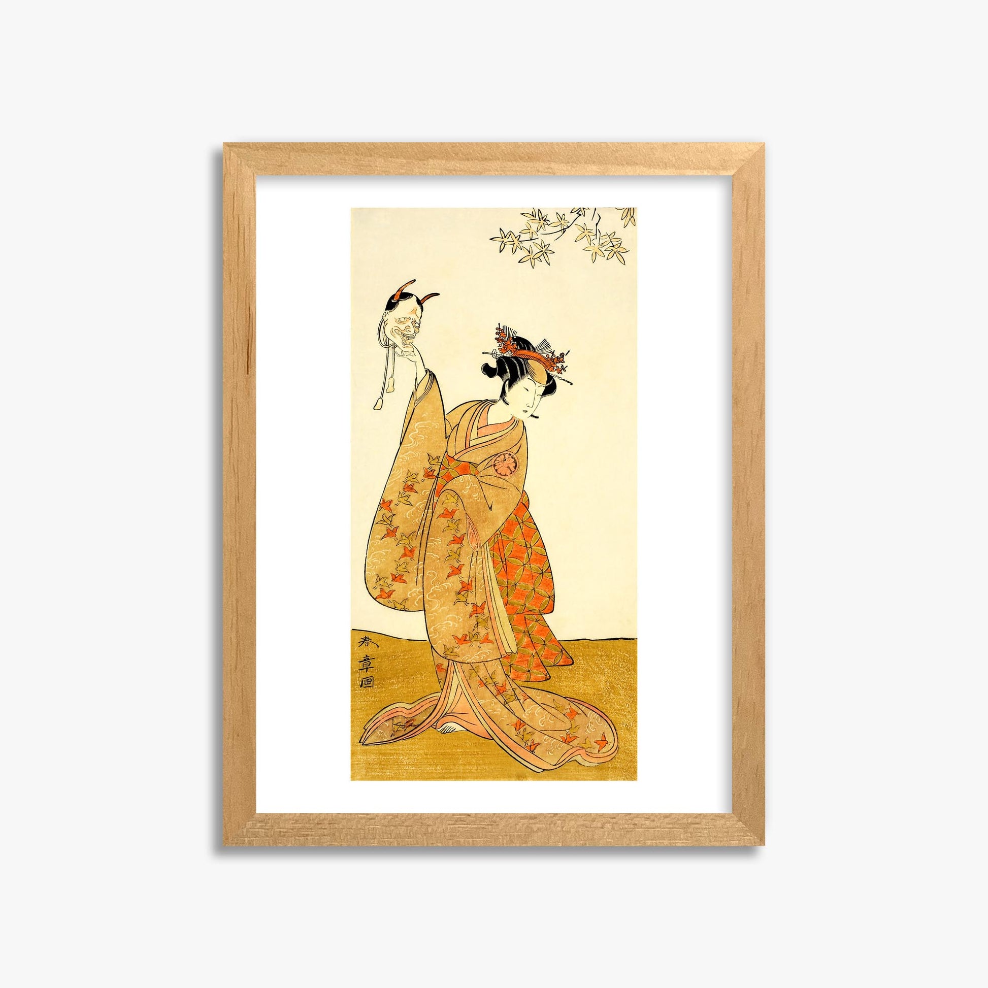 Katsukawa Shunsho: Segawa Yūjirō I as Matsukaze, Sister of Togashi no Saemon 30x40 cm Art Reproduction With Oak Frame