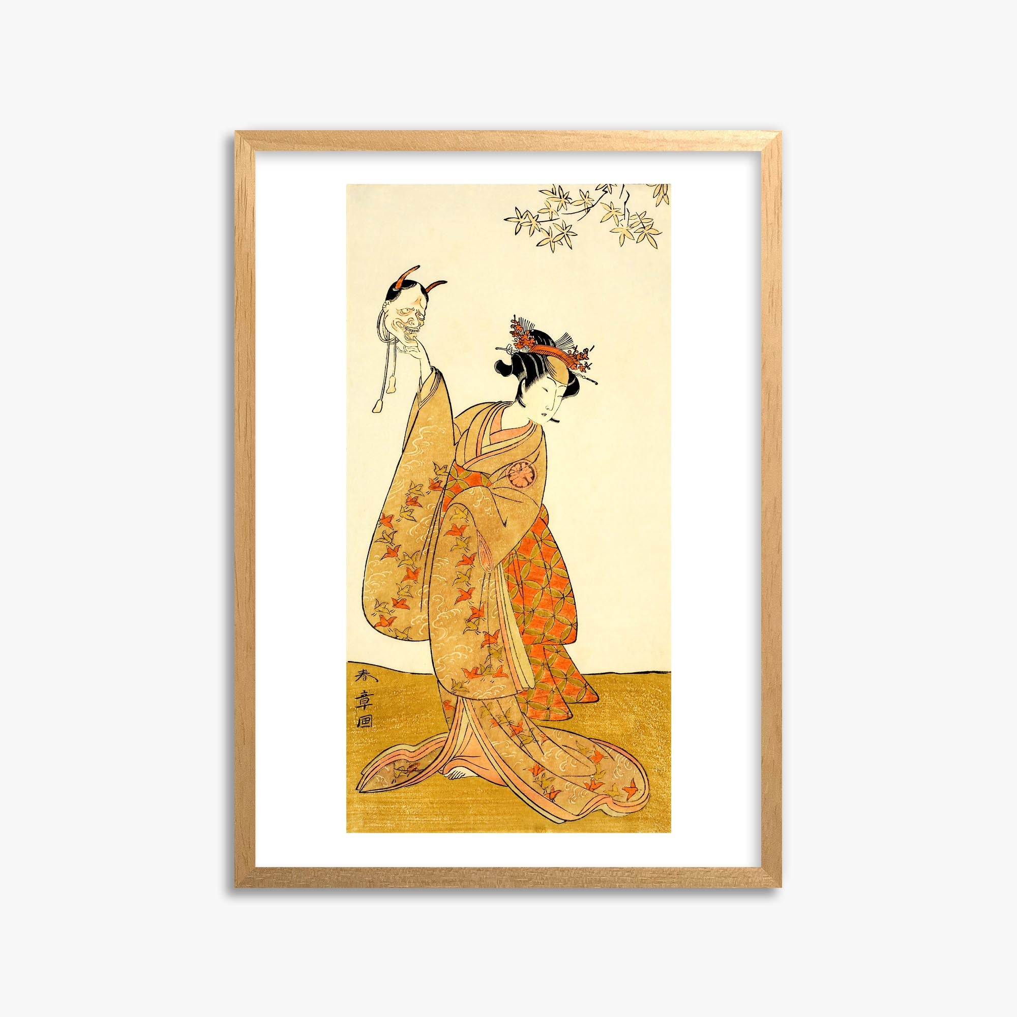 Katsukawa Shunsho: Segawa Yūjirō I as Matsukaze, Sister of Togashi no Saemon 50x70 cm Art Reproduction With Oak Frame