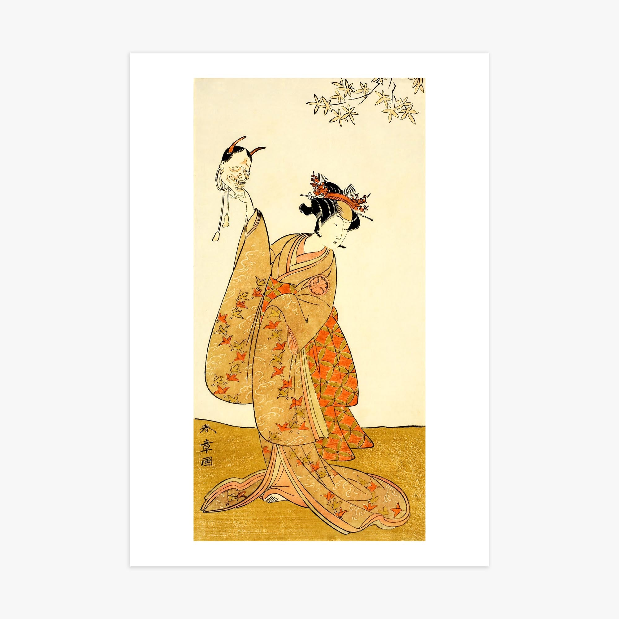 Katsukawa Shunsho: Segawa Yūjirō I as Matsukaze, Sister of Togashi no Saemon 70x100 cm Art Reproduction Unframed