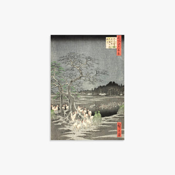 Utagawa Hiroshige: Fox Fires on New Year’s Eve at the Changing Tree in Oji, 21x30cm Art Reproduction Unframed