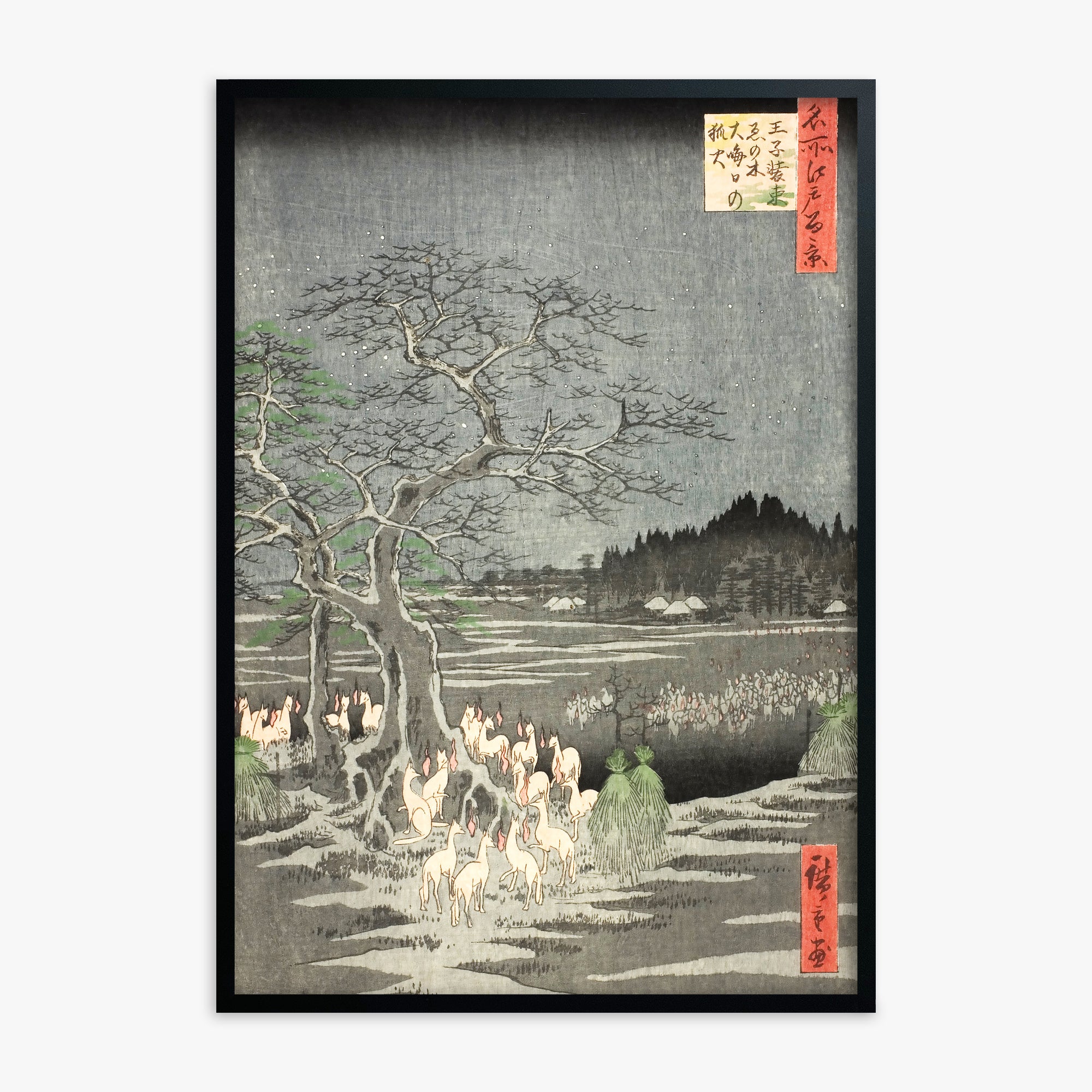 Utagawa Hiroshige: Fox Fires on New Year’s Eve at the Changing Tree in Oji 50x70 cm Art Reproduction With No Margin
