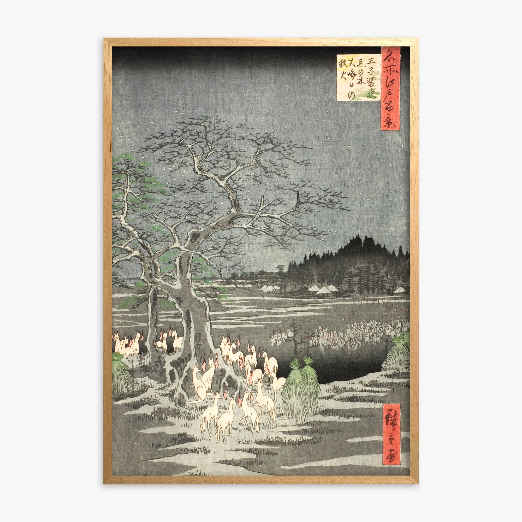 Utagawa Hiroshige: Fox Fires on New Year’s Eve at the Changing Tree in Oji 50x70 cm Art Reproduction With No Margin