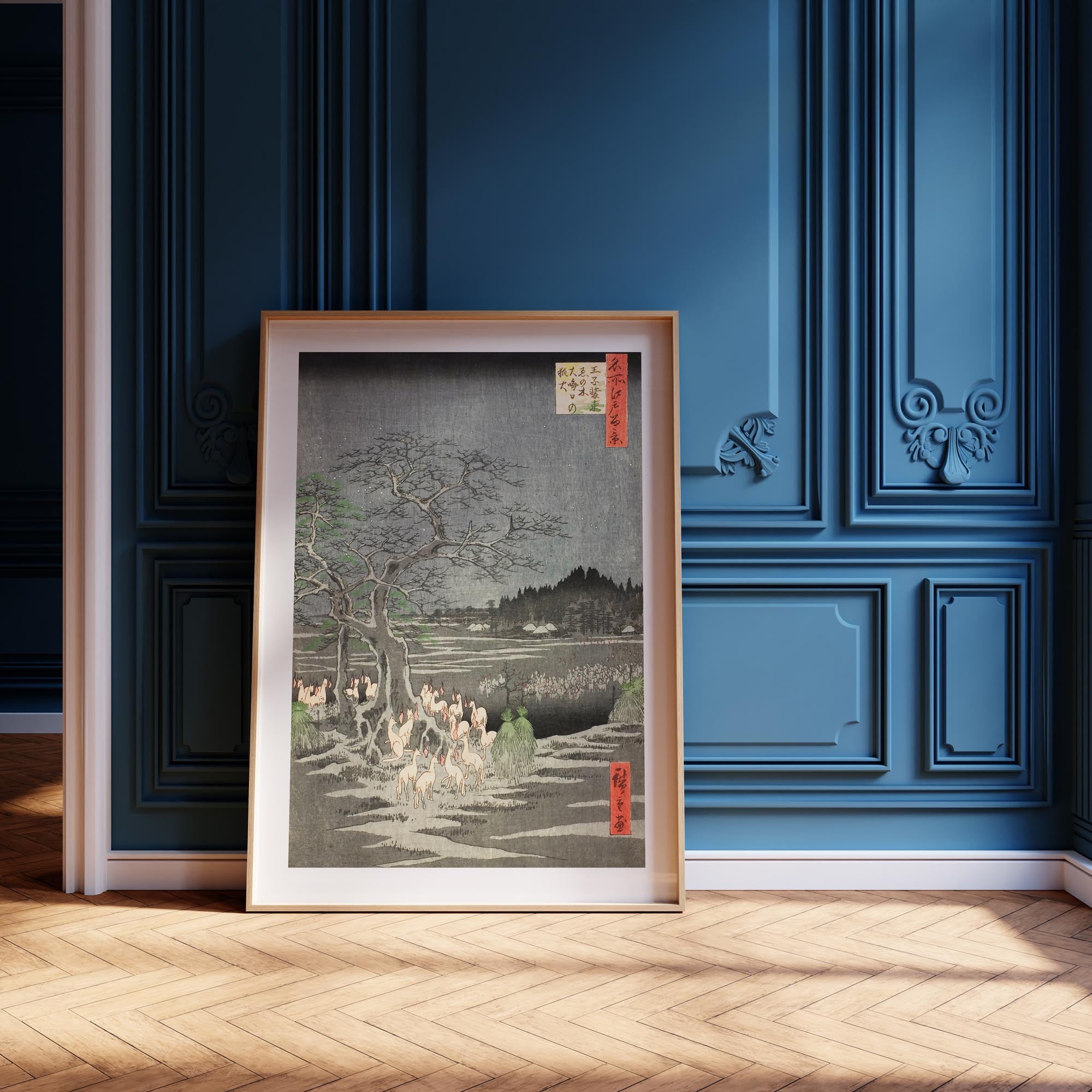 Design concept No. 12 for Utagawa Hiroshige: Fox Fires on New Year’s Eve at the Changing Tree in Oji Japanese Wall Art