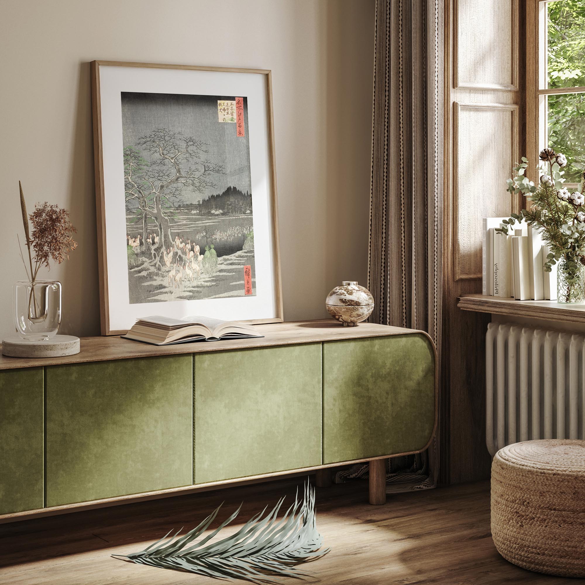 Design concept No. 23 for Utagawa Hiroshige: Fox Fires on New Year’s Eve at the Changing Tree in Oji Japanese Wall Art