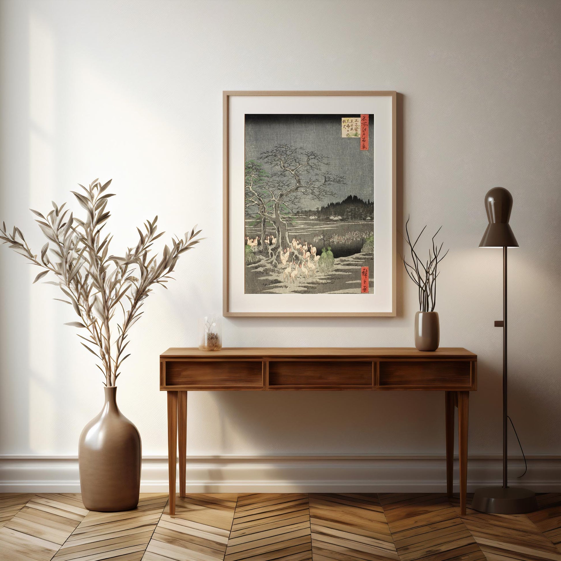 Design concept No. 37 for Utagawa Hiroshige: Fox Fires on New Year’s Eve at the Changing Tree in Oji Japanese Wall Art