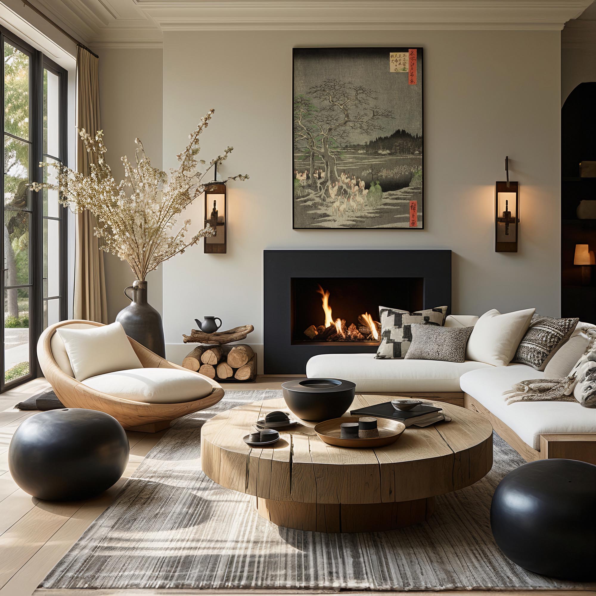 Design concept No. 39 for Utagawa Hiroshige: Fox Fires on New Year’s Eve at the Changing Tree in Oji Japanese Wall Art