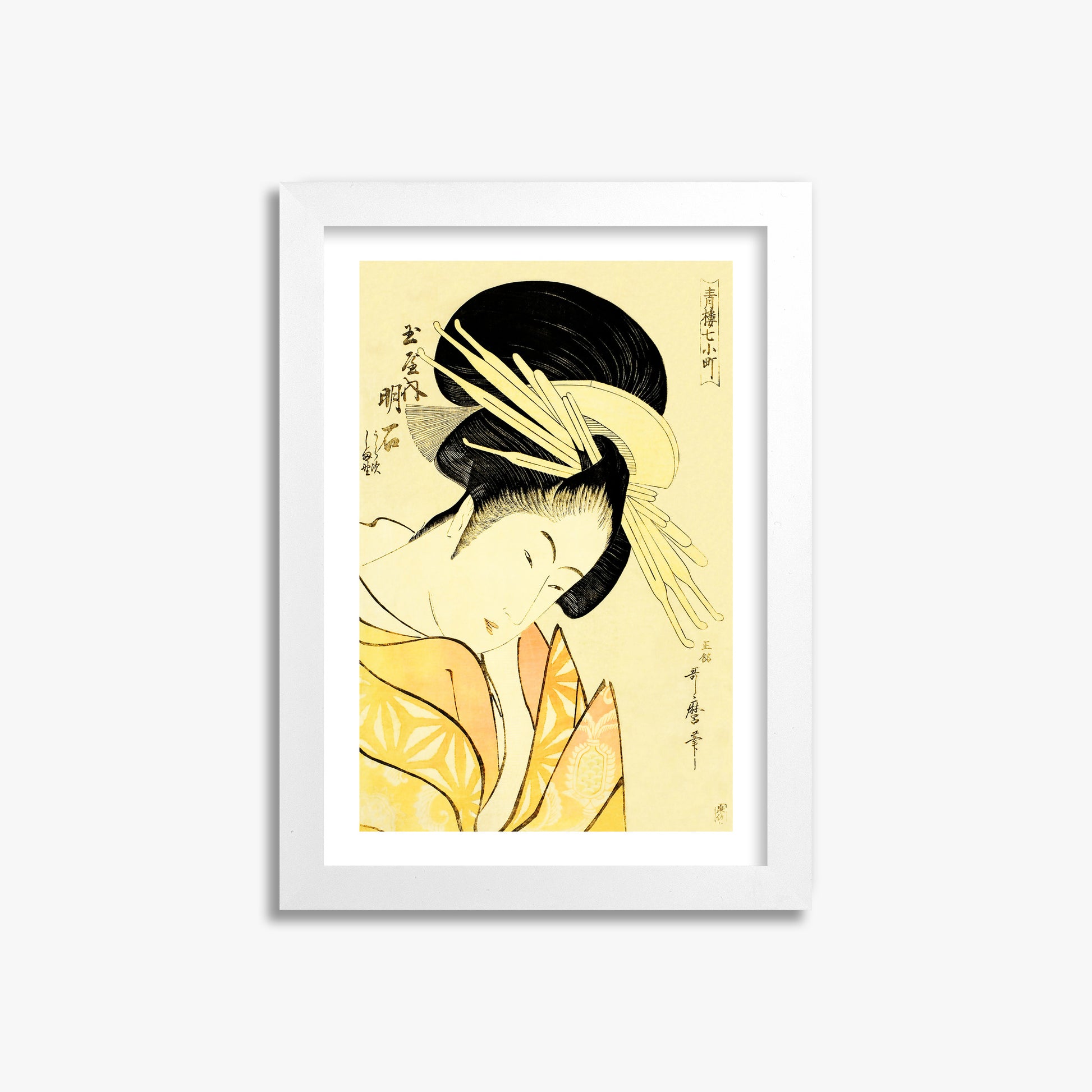 Kitagawa Utamaro: Akashi of the Tamaya 21x30 cm Art Reproduction With White Margin