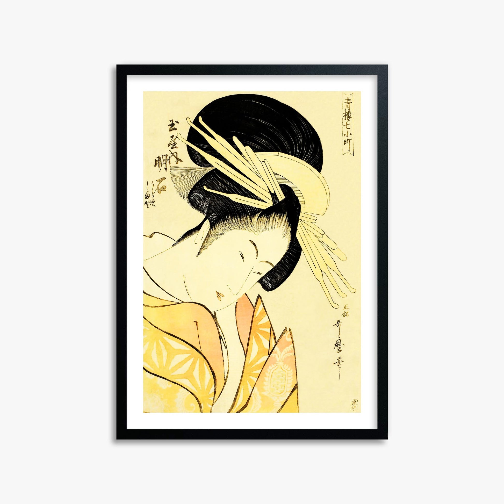 Kitagawa Utamaro: Akashi of the Tamaya 50x70 cm Art Reproduction With White Margin