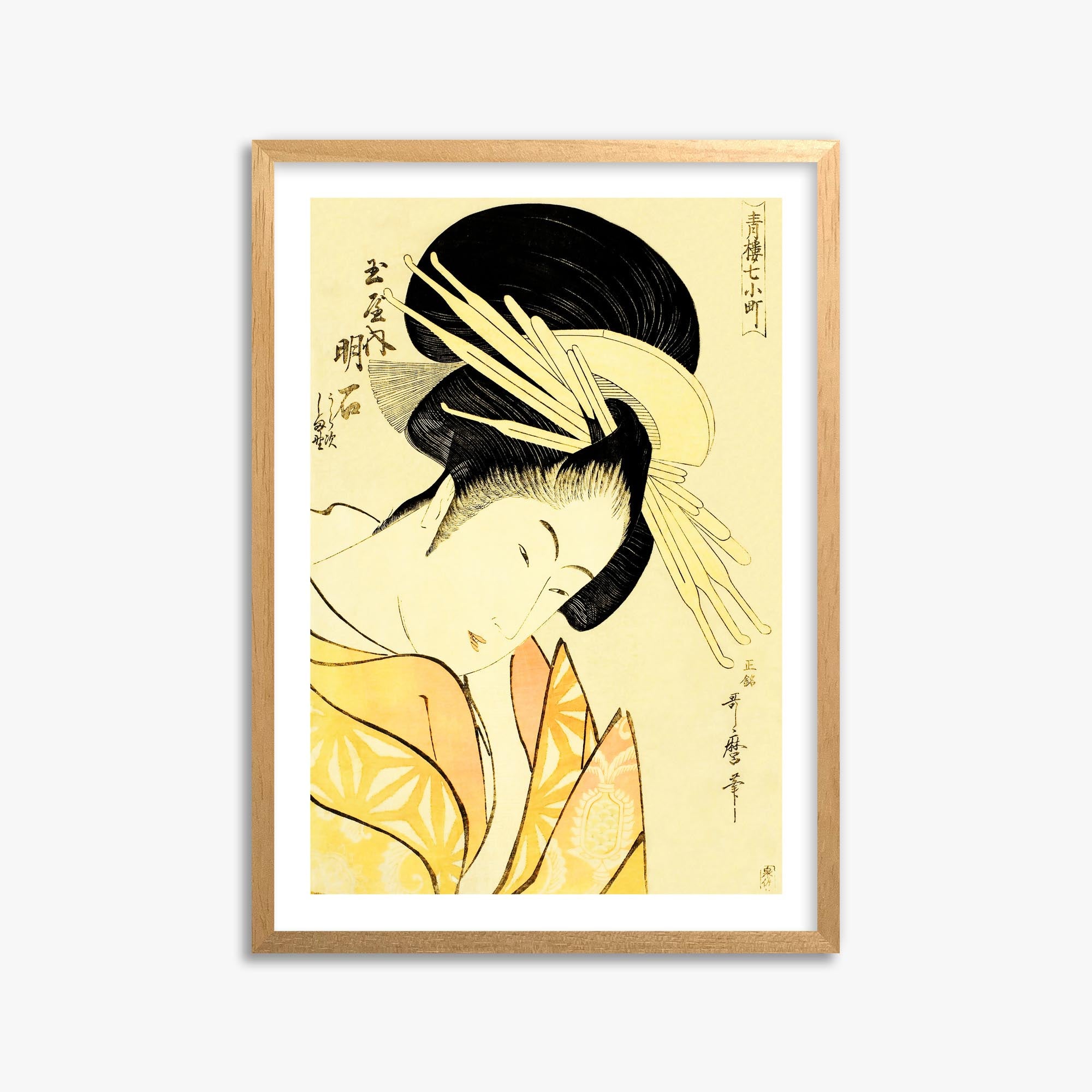 Kitagawa Utamaro: Akashi of the Tamaya 50x70 cm Art Reproduction With White Margin