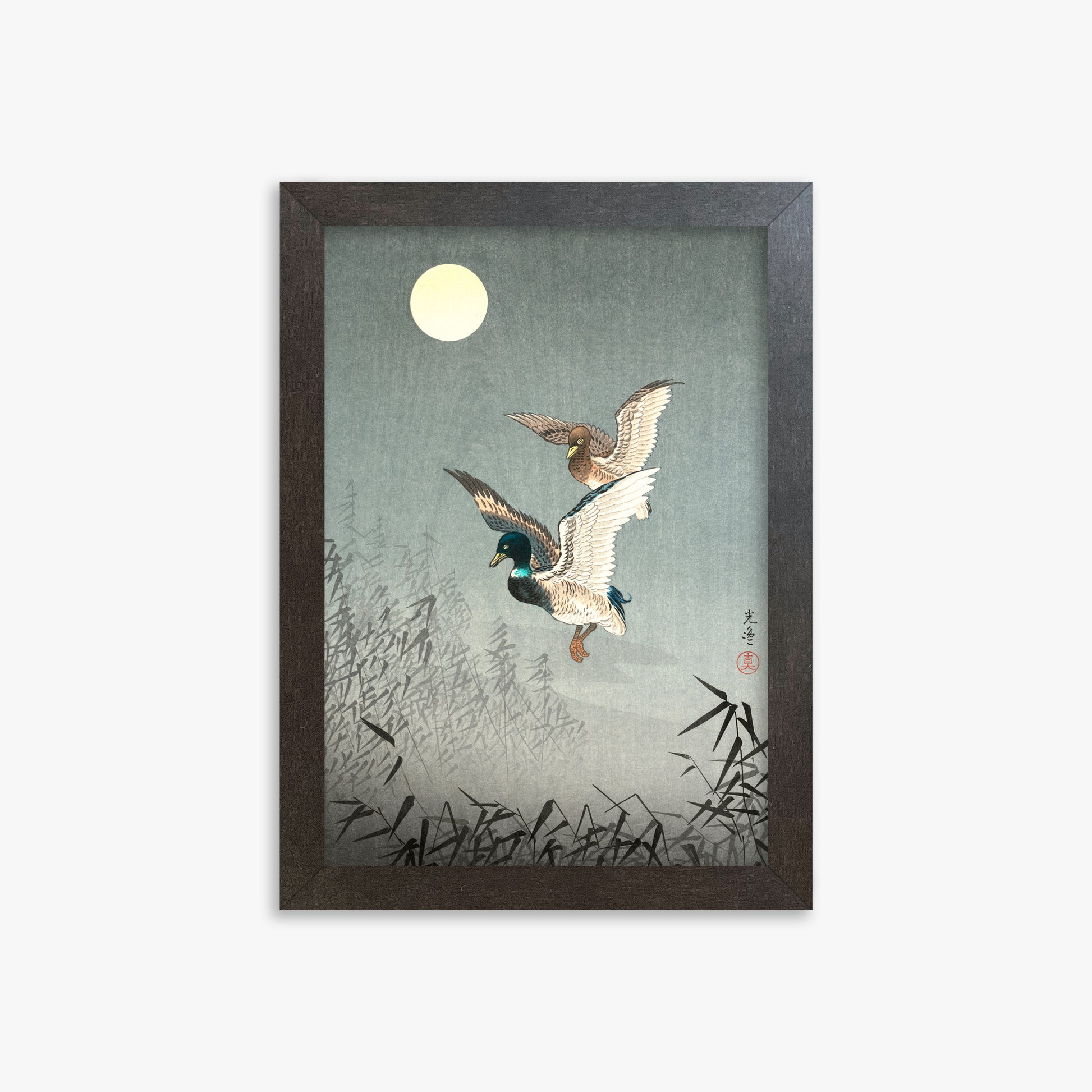 Tsuchiya Koitsu: Tokyo Views: Ducks, 21x30cm Framed Art Reproduction With Espresso Frame