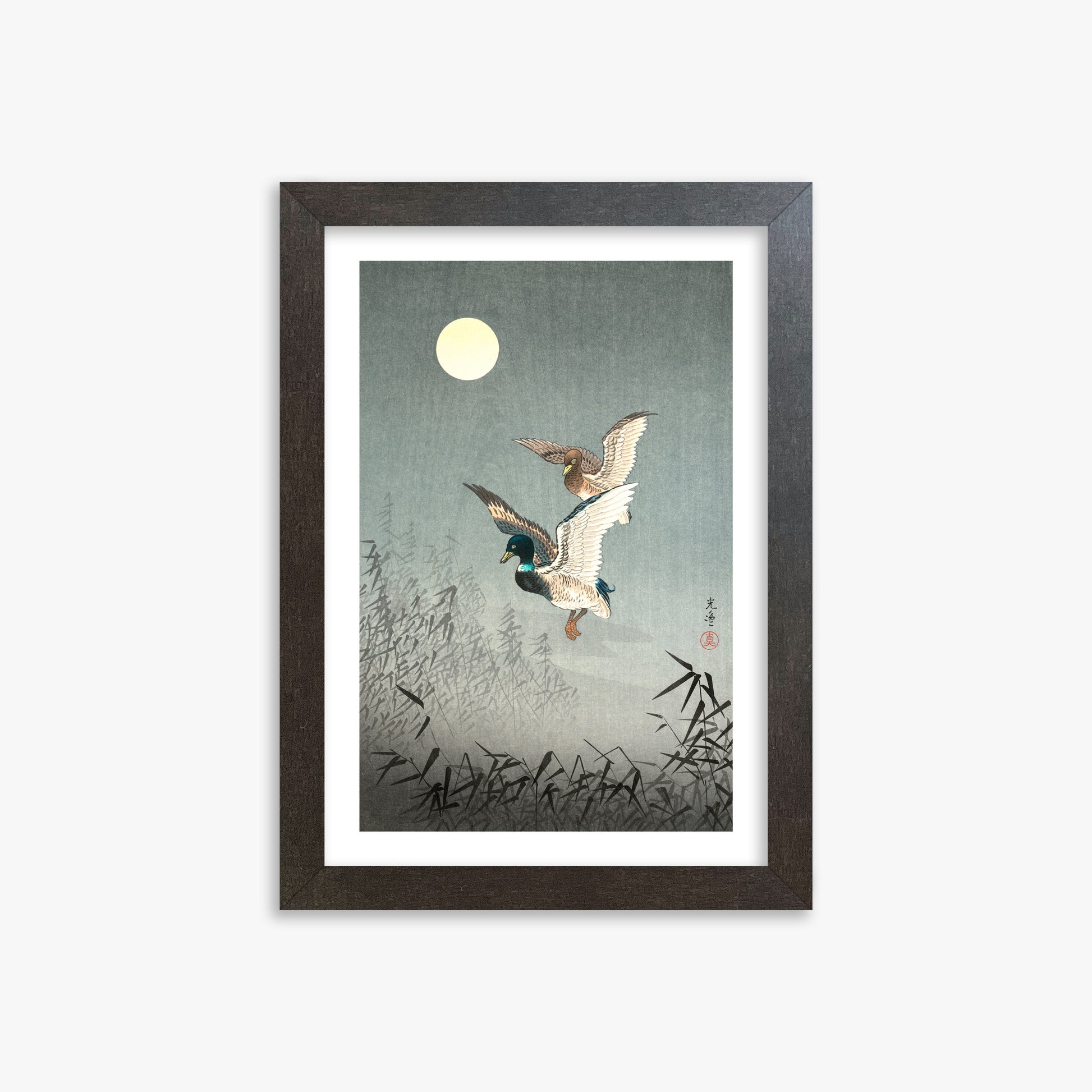 Tsuchiya Koitsu: Tokyo Views: Ducks, 21x30cm Framed Art Reproduction With Espresso Frame