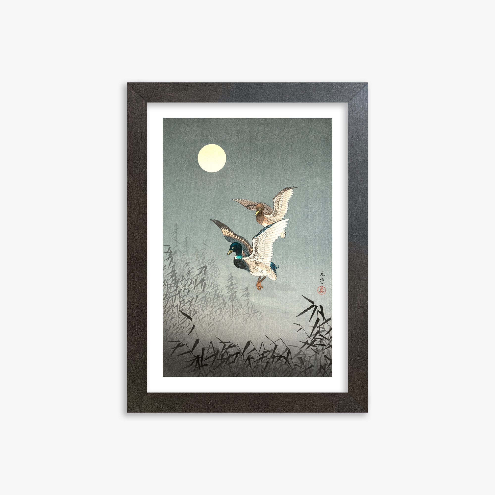 Tsuchiya Koitsu: Tokyo Views: Ducks, 21x30cm Framed Art Reproduction With Espresso Frame
