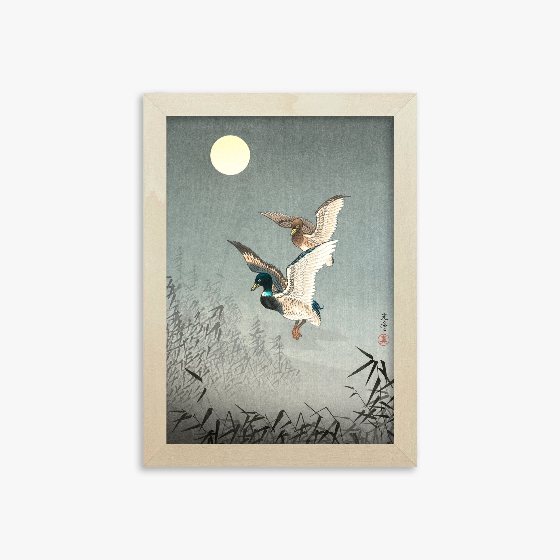 Tsuchiya Koitsu: Tokyo Views: Ducks, 21x30cm Framed Art Reproduction With Lime Wood Frame