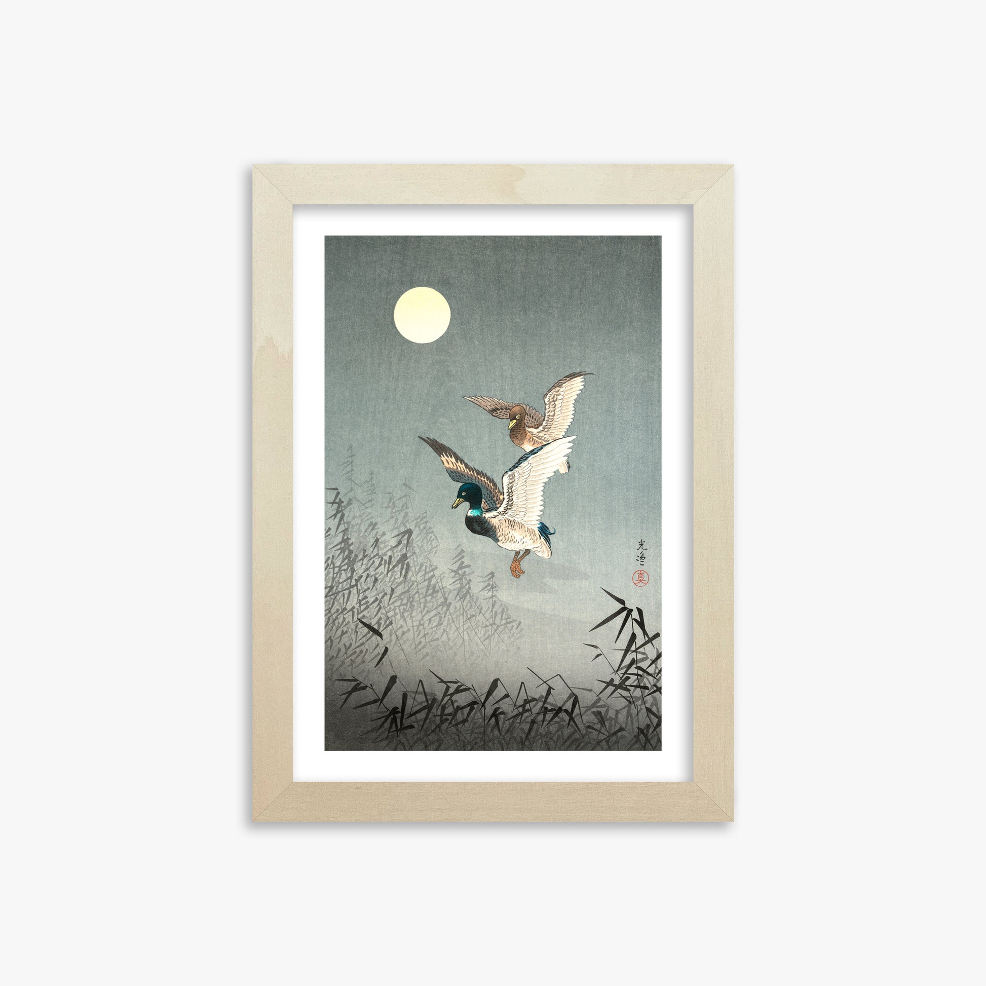 Tsuchiya Koitsu: Tokyo Views: Ducks, 21x30cm Framed Art Reproduction With Lime Wood Frame
