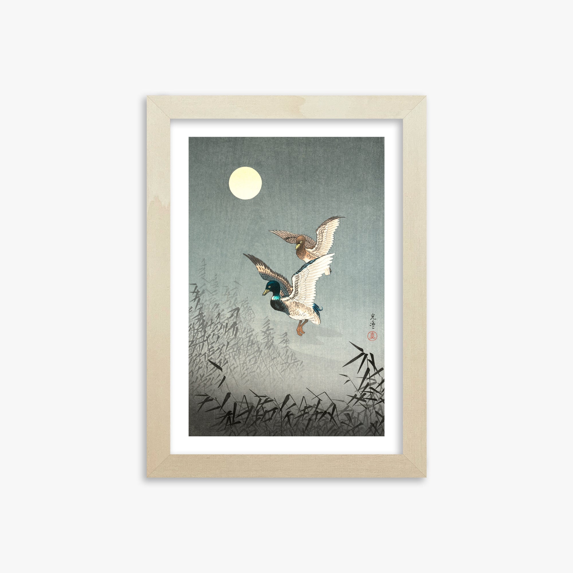 Tsuchiya Koitsu: Tokyo Views: Ducks, 21x30cm Framed Art Reproduction With Lime Wood Frame